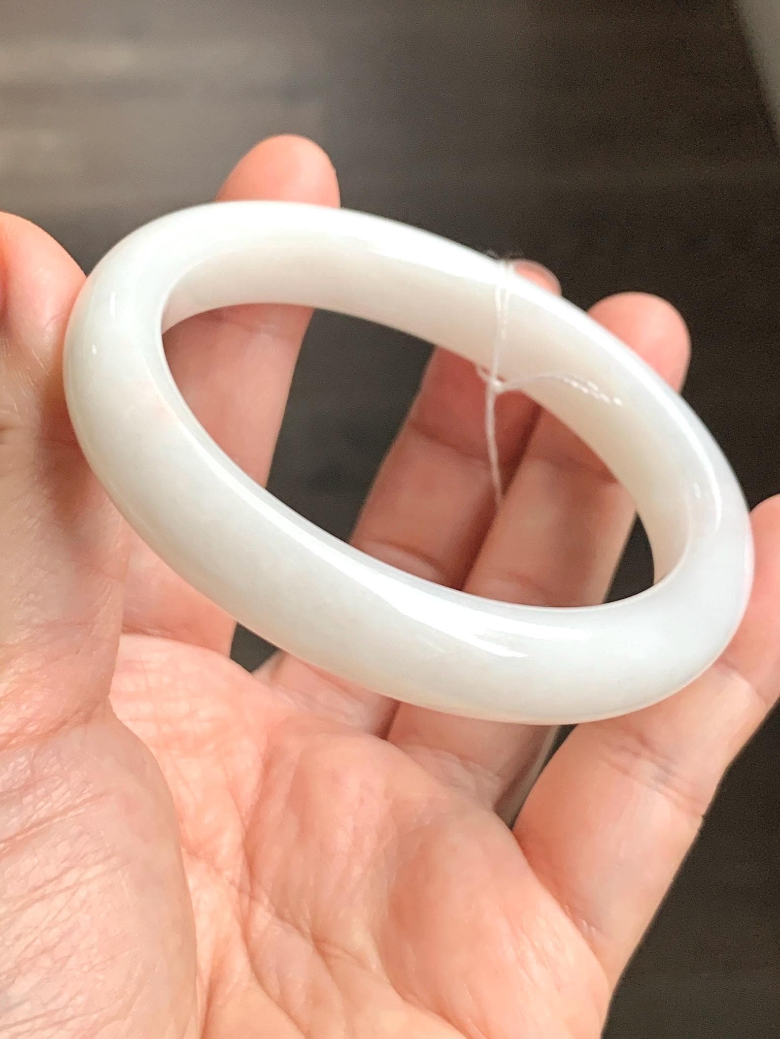 Certified Natural Nephrite Jade Translucent Creamy White Bangle Bracelet 56.4mm 6.97” 69.44g 天然和田玉奶白手镯 151