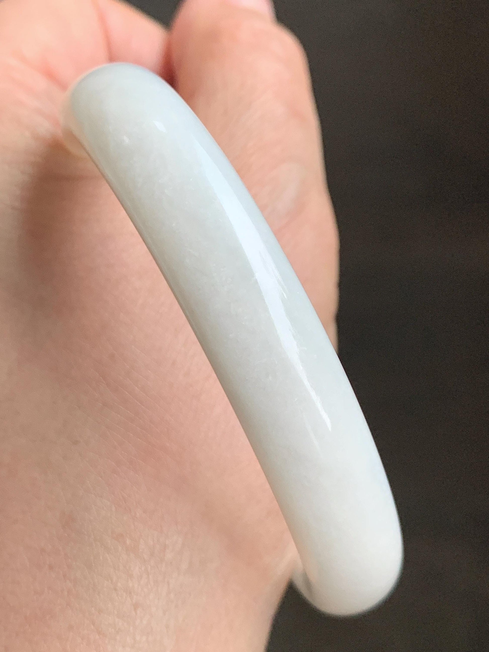 Certified Natural Nephrite Jade Translucent Creamy White Bangle Bracelet 56.4mm 6.97” 69.44g 天然和田玉奶白手镯 151