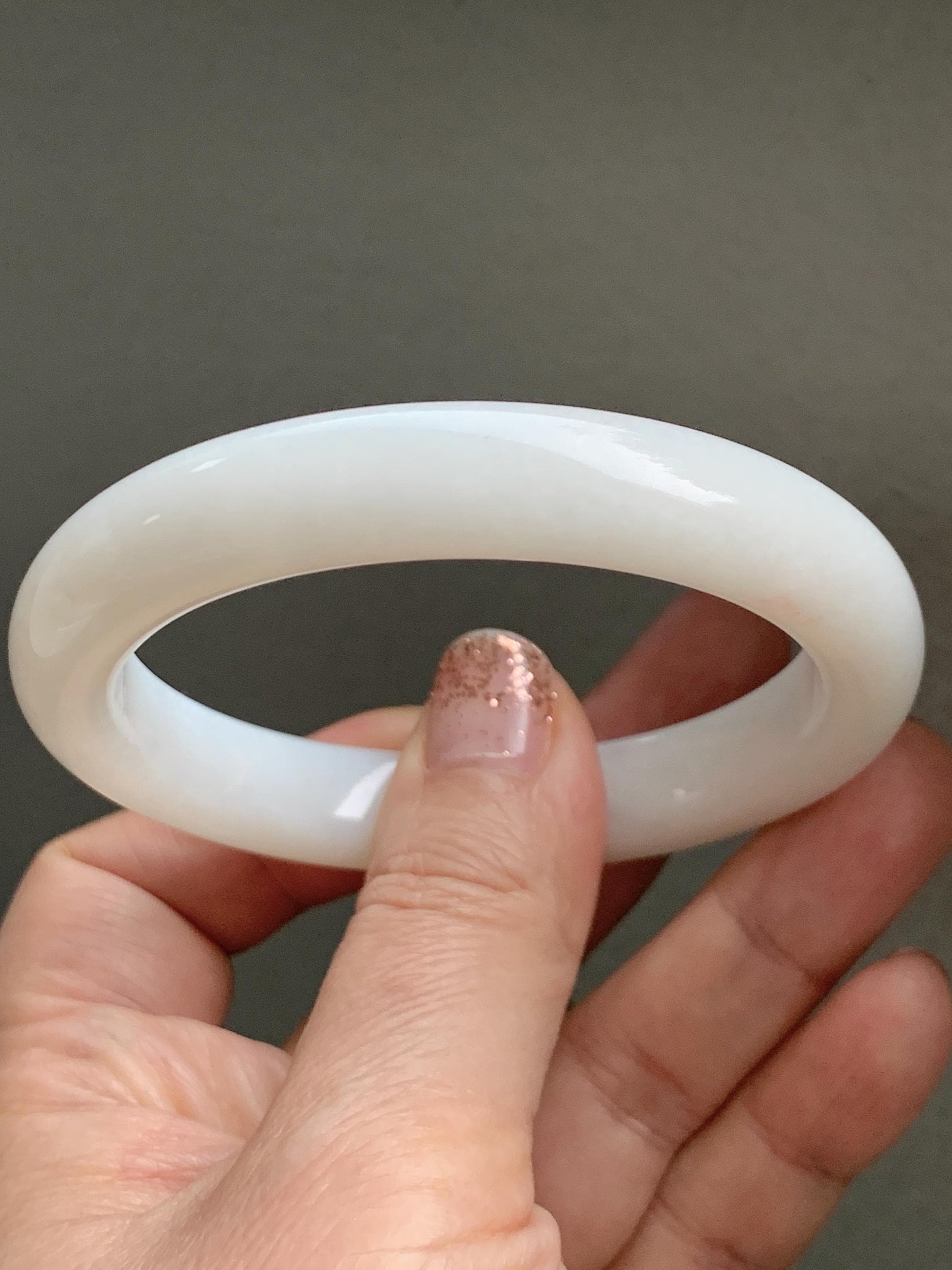 Certified Natural Nephrite Jade Translucent Creamy White Bangle Bracelet 56.4mm 6.97” 69.44g 天然和田玉奶白手镯 151