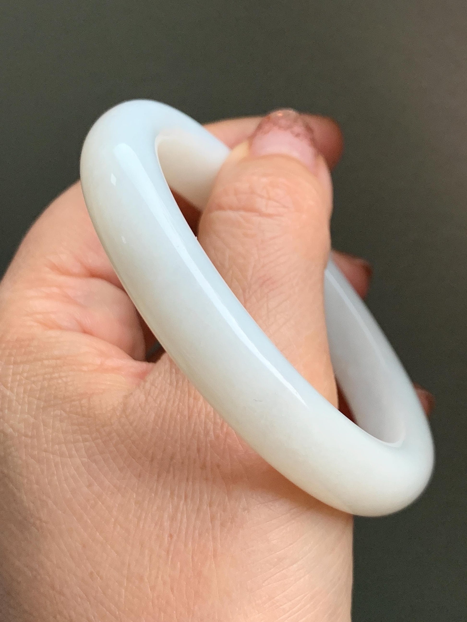 Certified Natural Nephrite Jade Translucent Creamy White Bangle Bracelet 56.4mm 6.97” 69.44g 天然和田玉奶白手镯 151