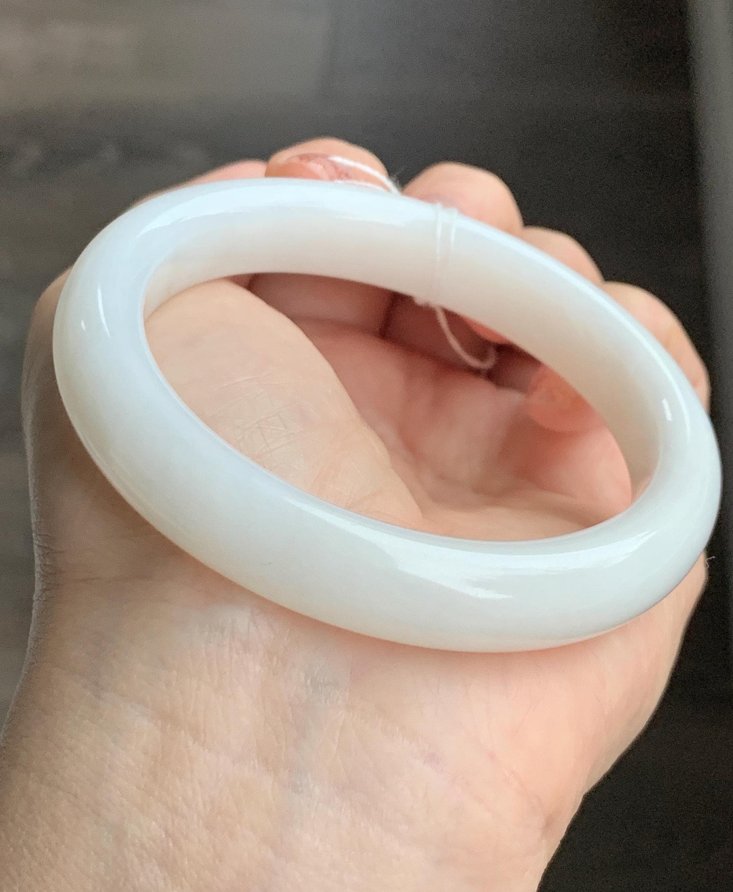 Certified Natural Nephrite Jade Translucent Creamy White Bangle Bracelet 56.4mm 6.97” 69.44g 天然和田玉奶白手镯 151