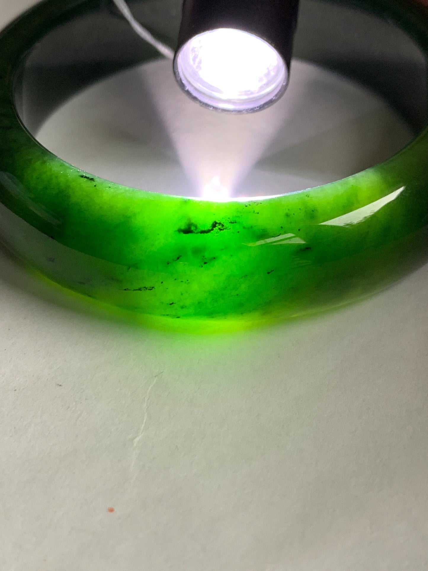 Certified Natural Nephrite Jade Translucent Dark Green Bangle Bracelet 53.94mm 6.66” 70g 天然和田玉菠菜绿轮胎宽手镯 146