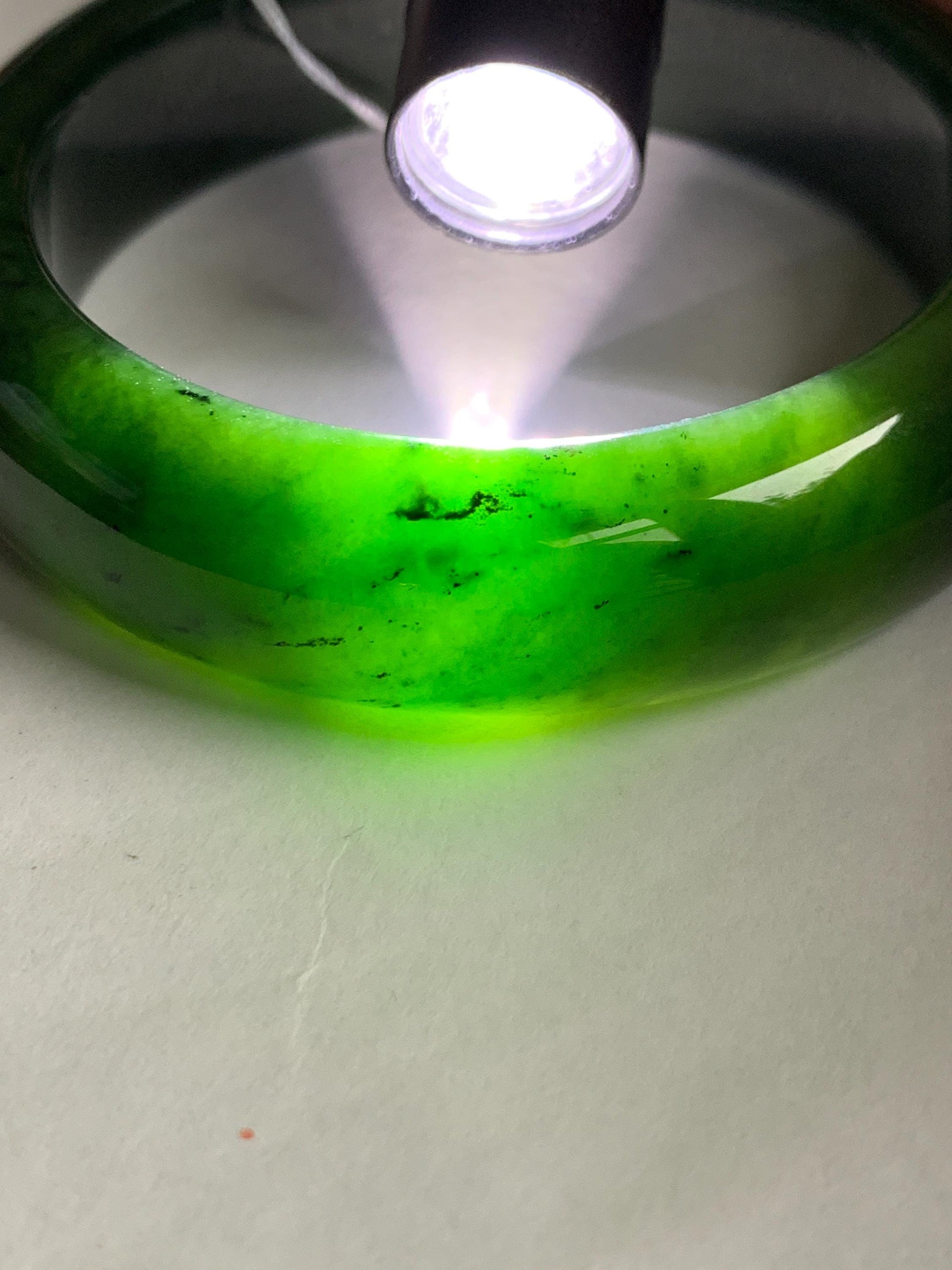 Certified Natural Nephrite Jade Translucent Dark Green Bangle Bracelet 53.94mm 6.66” 70g 天然和田玉菠菜绿轮胎宽手镯 146