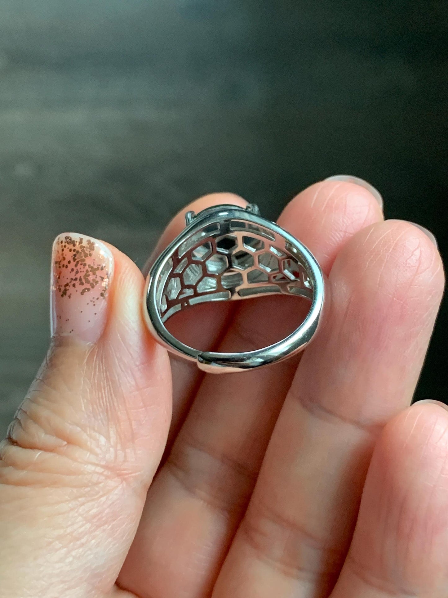 Natural Grade A Guatemalan Icy Vibrant Green Jade Jadeite Donut Ping An Kou Ring Sterling Silver Size 8.25 Adjustable 天然冰危绿翡翠平安扣银镶戒指 WLK165
