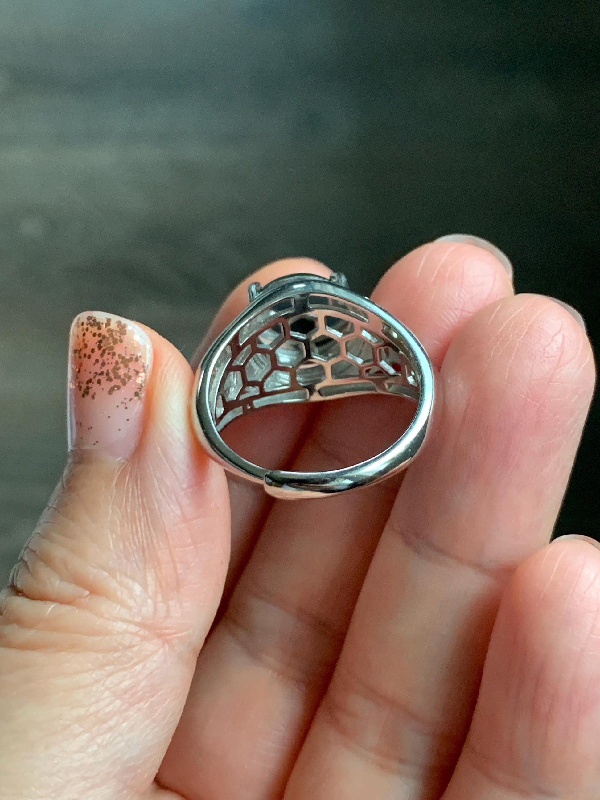 Natural Grade A Guatemalan Icy Vibrant Green Jade Jadeite Donut Ping An Kou Ring Sterling Silver Size 8.25 Adjustable 天然冰危绿翡翠平安扣银镶戒指 WLK165