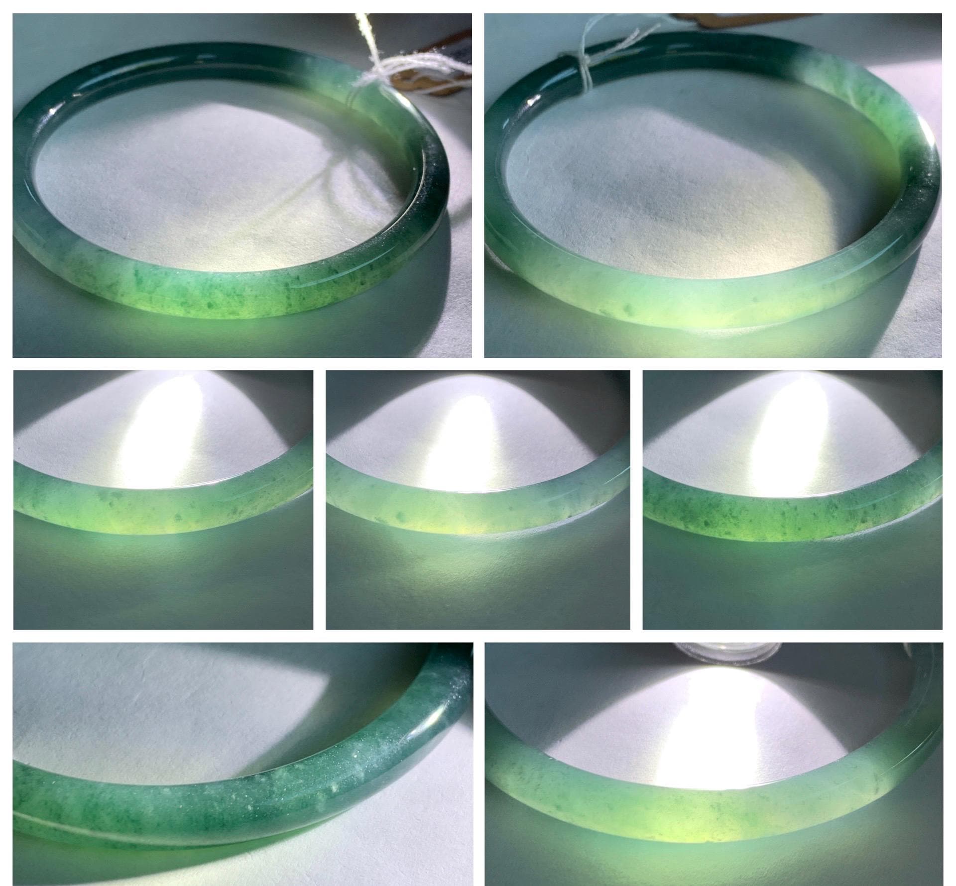 Certified Natural Grade A Guatemalan Icy Translucent Dusty Teal Blue Jade Jadeite Slim Bangle Bracelet 54.93mm 6.79” 天然冰危晴蓝翡翠细圆条手镯 473