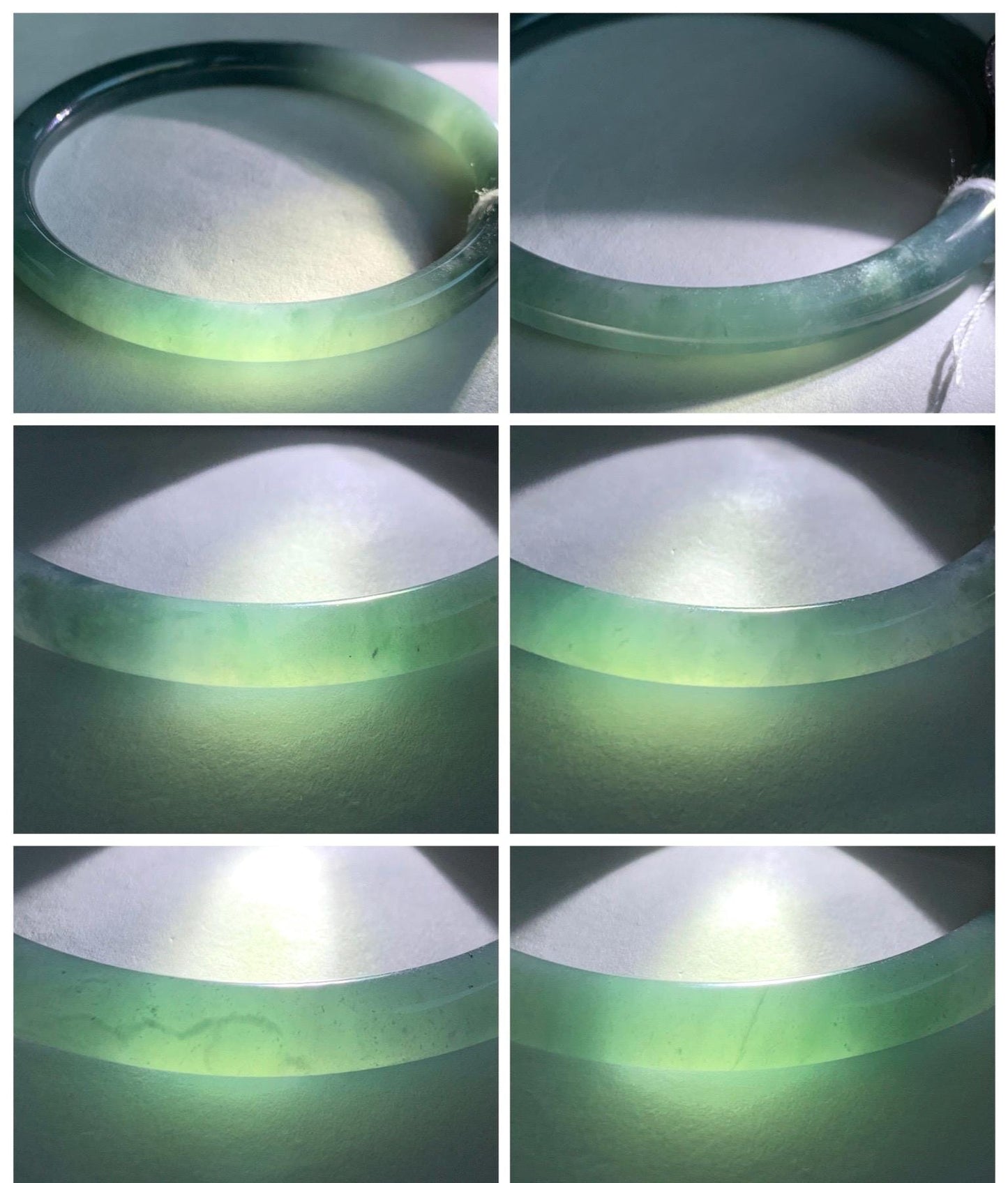 Certified Natural Grade A Guatemalan Icy Translucent Dusty Teal Blue Jade Jadeite Slim Bangle Bracelet 54.3mm 6.7” 天然冰危晴蓝翡翠细圆条手镯 476
