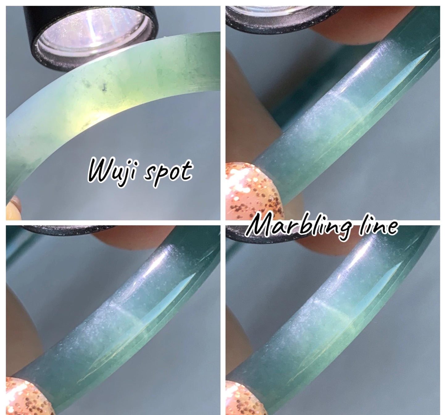 Certified Natural Grade A Guatemalan Icy Translucent Dusty Teal Blue Jade Jadeite Slim Bangle Bracelet 54.3mm 6.7” 天然冰危晴蓝翡翠细圆条手镯 476