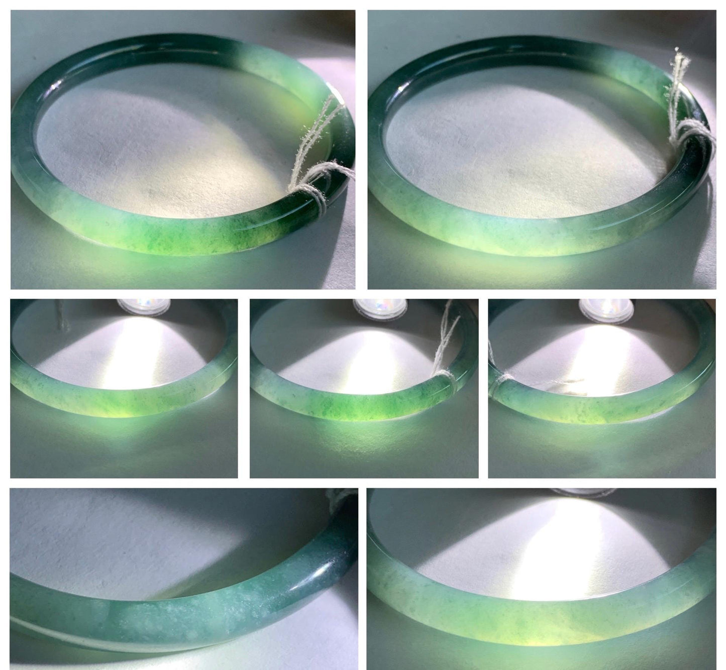 Certified Natural Grade A Guatemalan Icy Translucent Dusty Teal Blue Jade Jadeite Slim Bangle Bracelet 54.93mm 6.79” 天然冰危晴蓝翡翠细圆条手镯 477