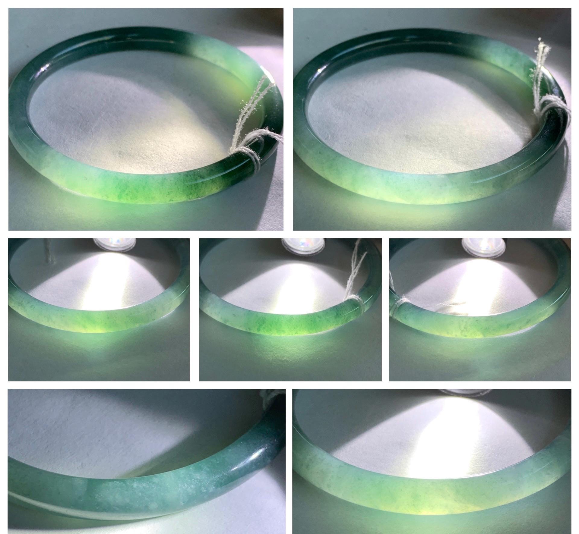 Certified Natural Grade A Guatemalan Icy Translucent Dusty Teal Blue Jade Jadeite Slim Bangle Bracelet 54.93mm 6.79” 天然冰危晴蓝翡翠细圆条手镯 477