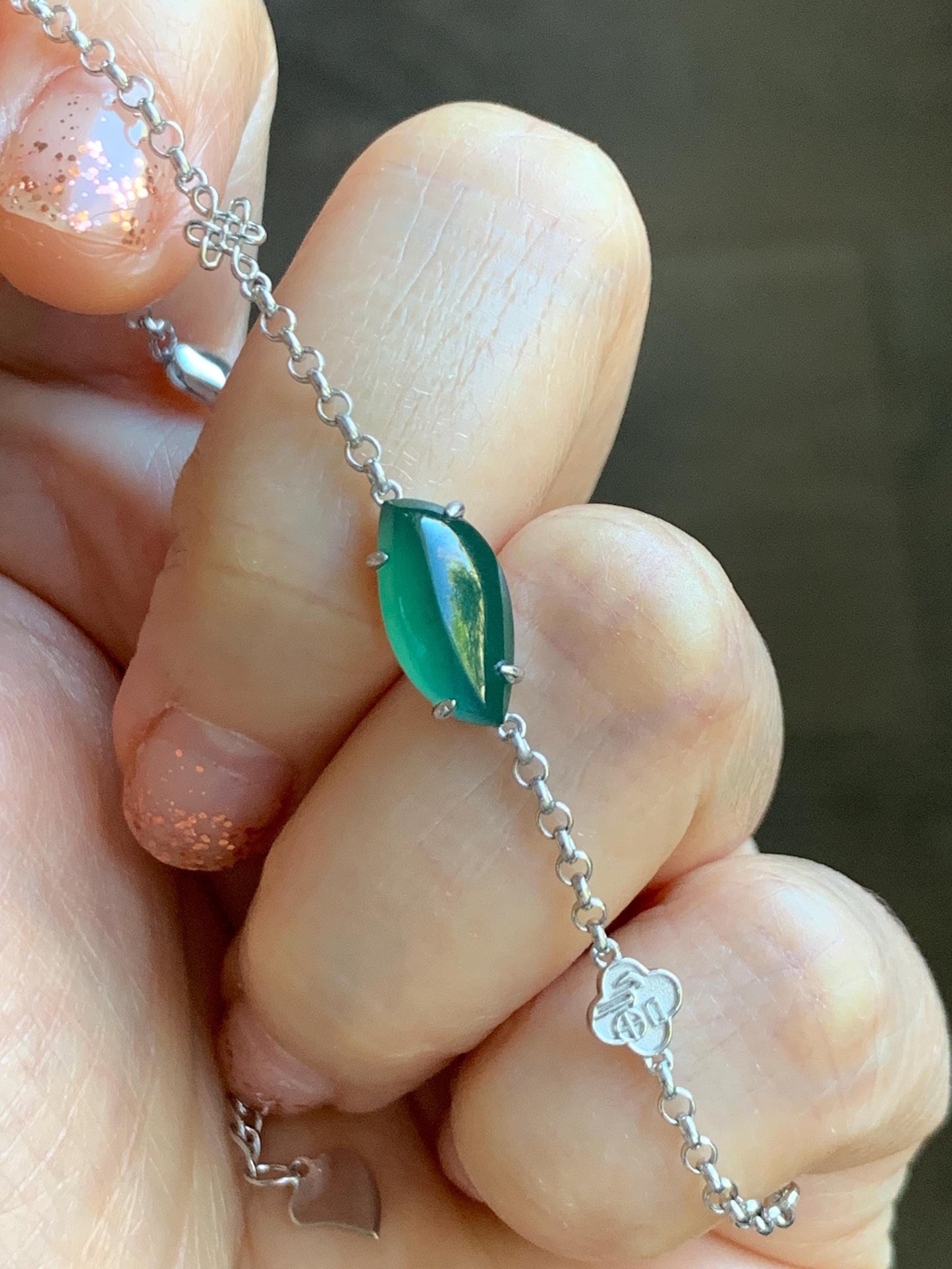 Certified Natural Grade A Guatemalan Icy Translucent Rich Green Horse Eye Jade Jadeite Bracelet Sterling Silver 6.5-7.75” 天然冰危绿翡翠马眼手链 166