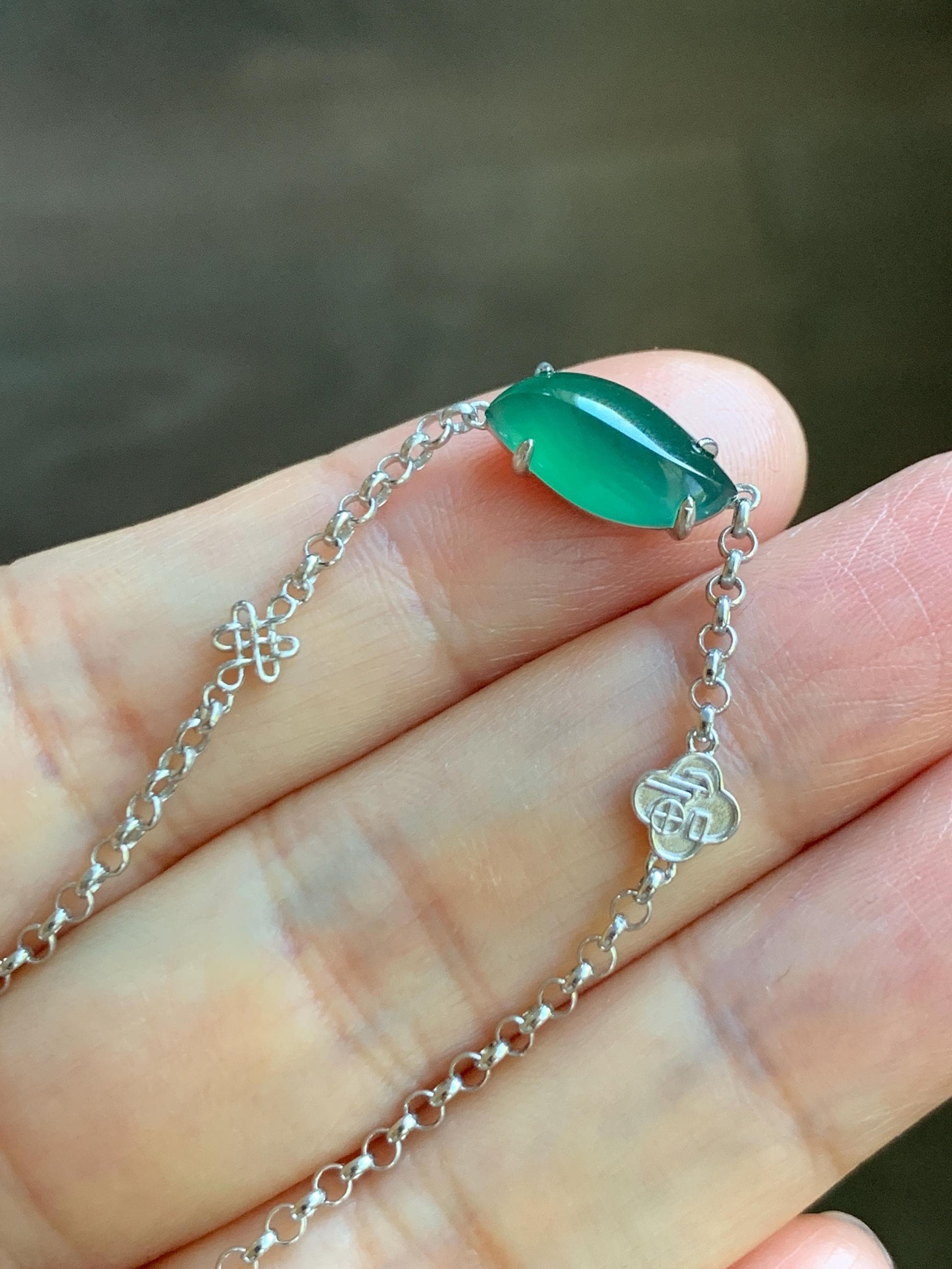 Certified Natural Grade A Guatemalan Icy Translucent Rich Green Horse Eye Jade Jadeite Bracelet Sterling Silver 6.5-7.75” 天然冰危绿翡翠马眼手链 166