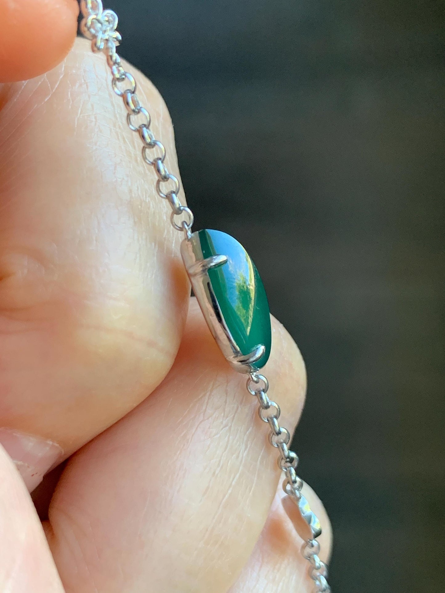 Certified Natural Grade A Guatemalan Icy Translucent Rich Green Horse Eye Jade Jadeite Bracelet Sterling Silver 6.5-7.75” 天然冰危绿翡翠马眼手链 166