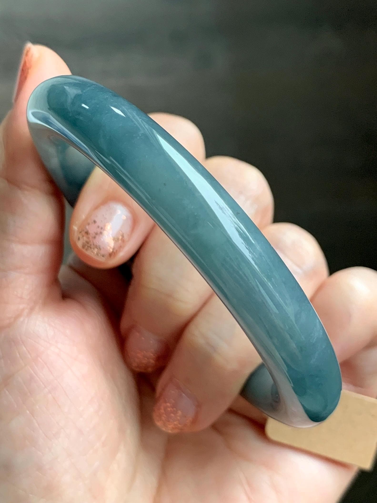 Certified Natural Grade A Guatemalan Icy Translucent Dusty Blueberry Blue Jade Jadeite Wide Bangle Bracelet 55.9mm 6.9” 天然冰危蓝莓紫翡翠粗圆条手镯 470