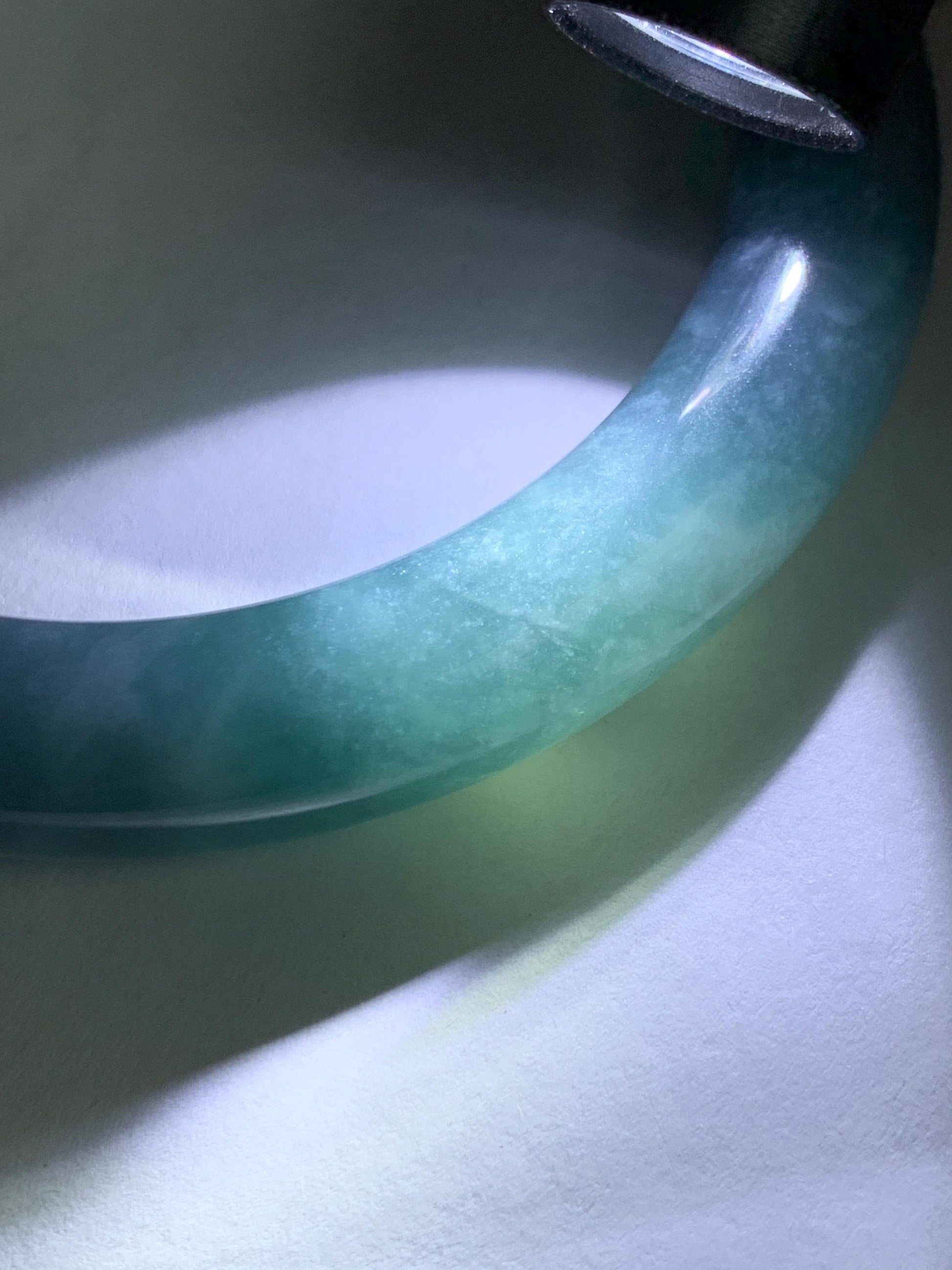 Certified Natural Grade A Guatemalan Icy Translucent Dusty Blueberry Blue Jade Jadeite Wide Bangle Bracelet 55.9mm 6.9” 天然冰危蓝莓紫翡翠粗圆条手镯 470