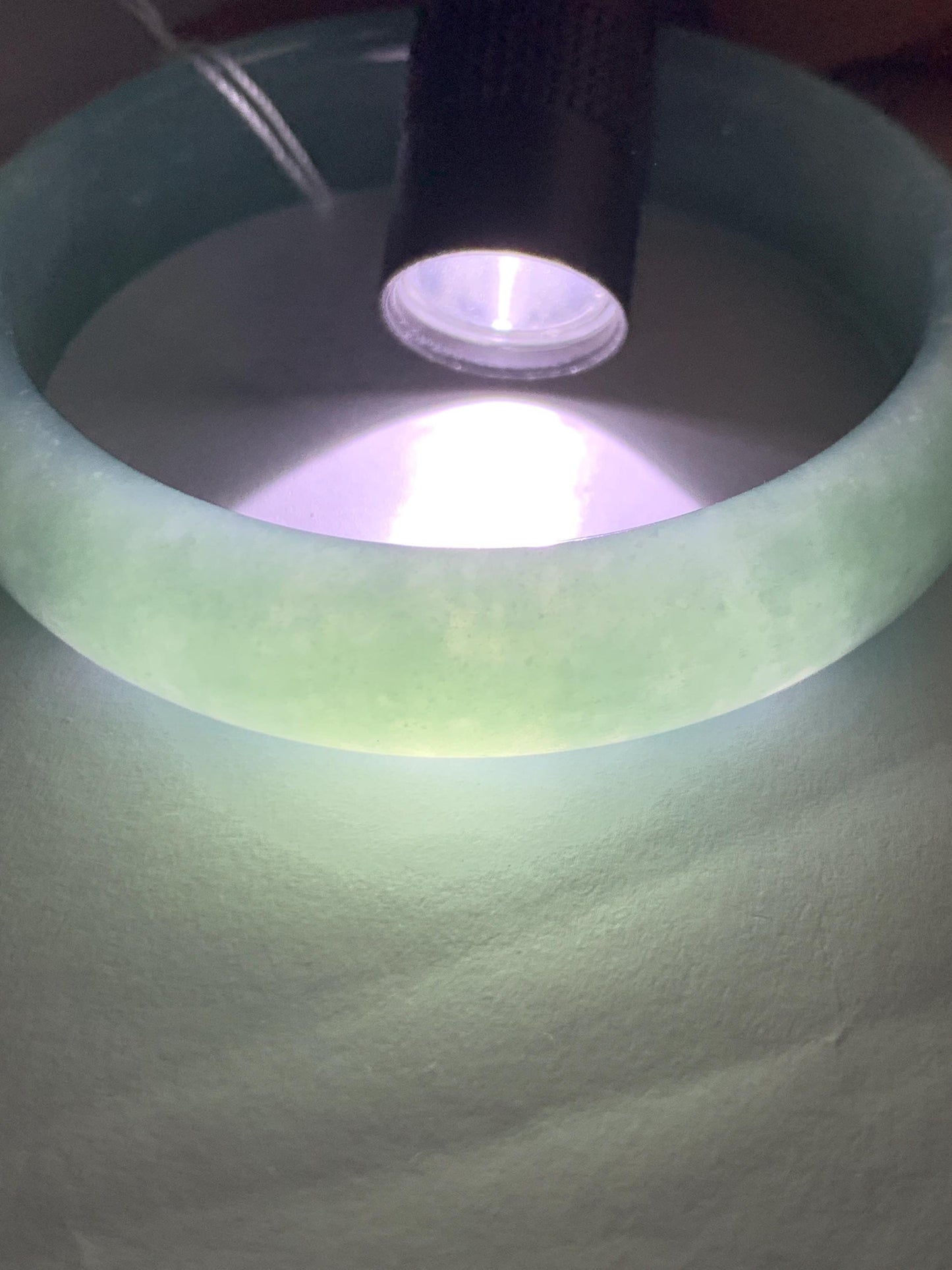Certified Natural Grade A Guatemalan Icy Translucent Dusty Teal Green Jade Jadeite Wide Bangle 52.5mm 6.5” 38.45g 天然冰危蓝绿翡翠正圈宽版手镯 457