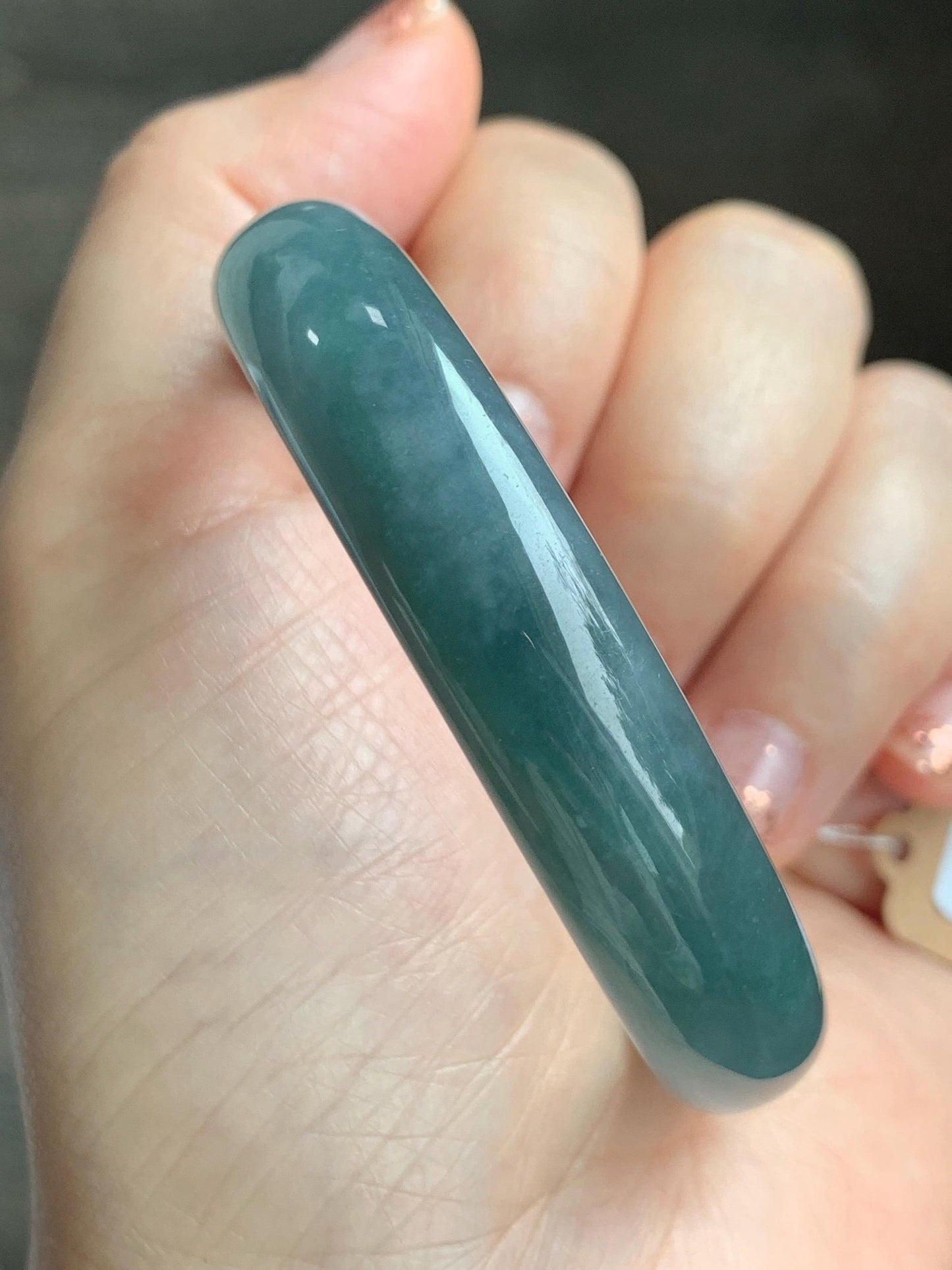 Certified Natural Grade A Guatemalan Icy Translucent Dusty Teal Blue Jade Jadeite Wide Bangle 52.7mm 6.5” 40.28g 天然冰危蓝翡翠正圈宽版手镯 455
