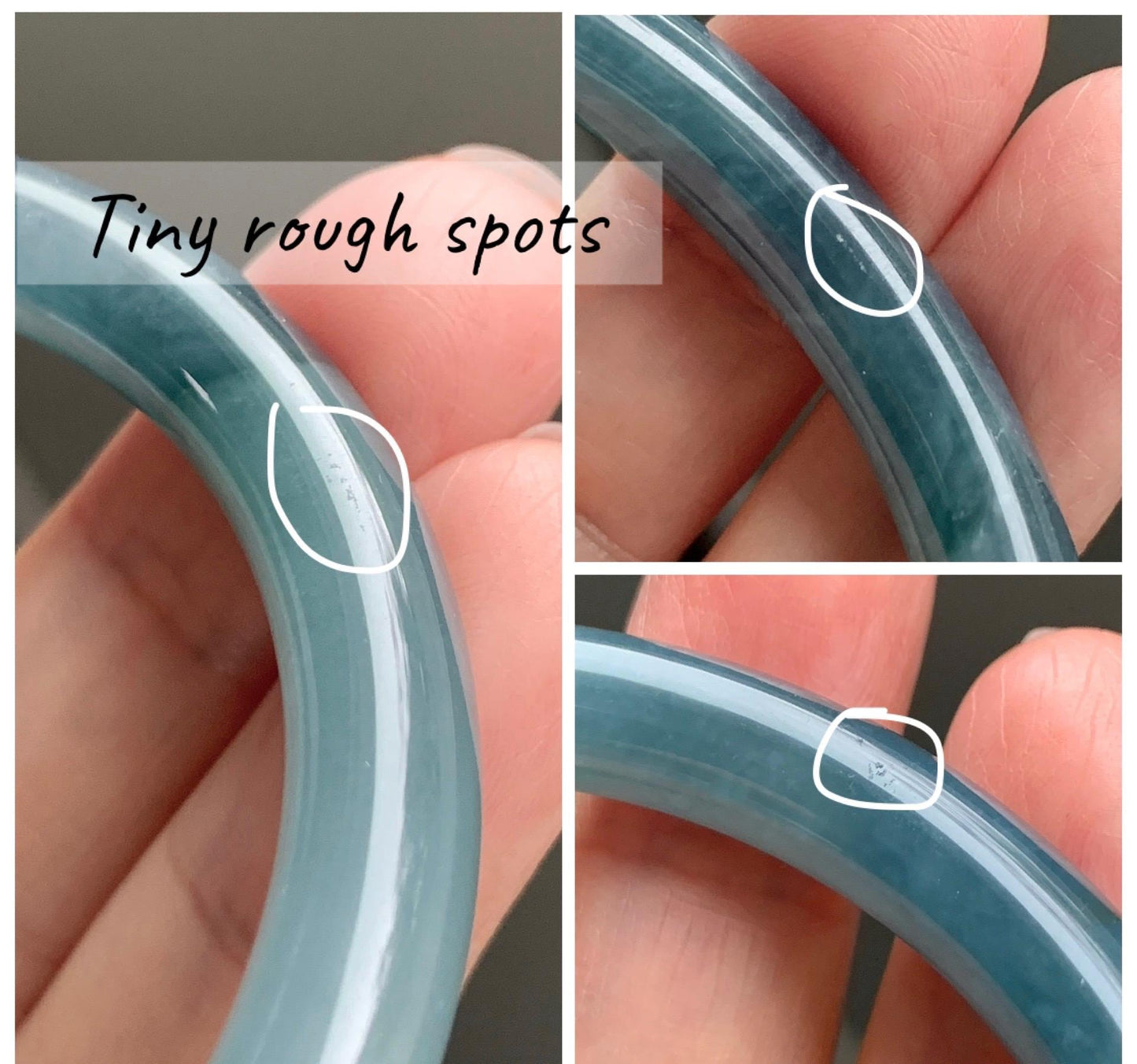 Certified Natural Grade A Guatemalan Icy Translucent Dark Teal Blue Jade Jadeite Bangle 58.5mm 7.23” 32g 天然冰危蓝翡翠圆条手镯 472