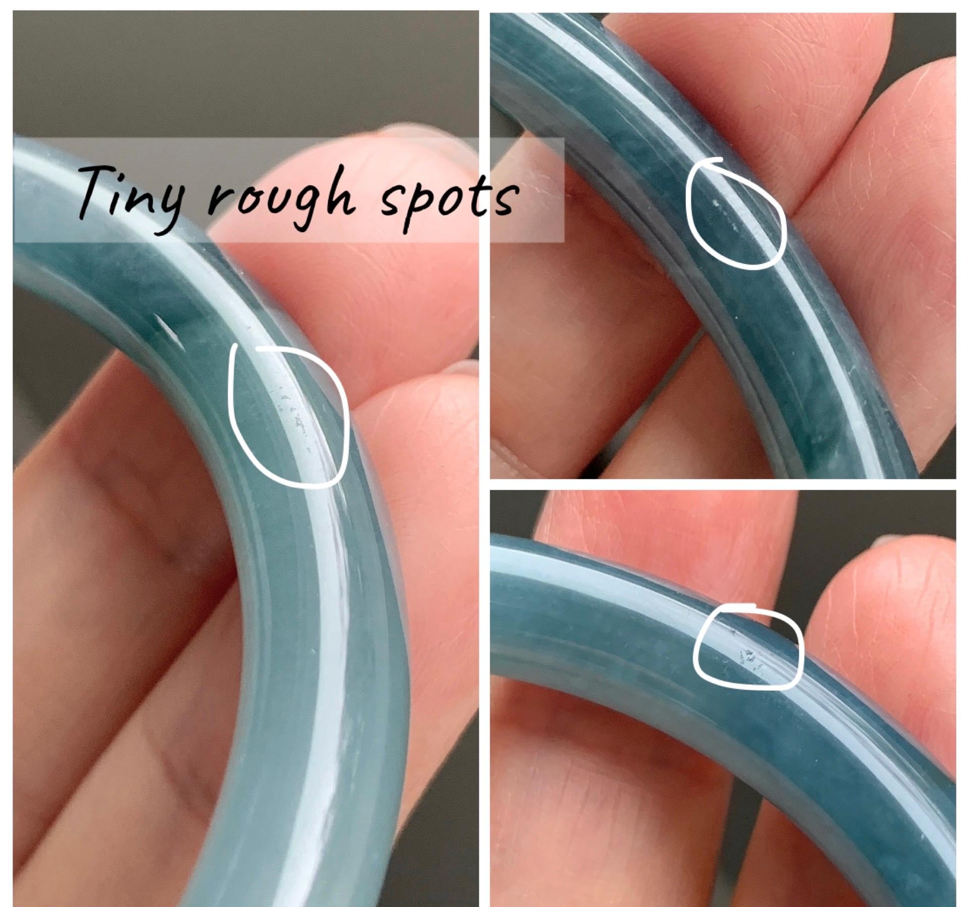 Certified Natural Grade A Guatemalan Icy Translucent Dark Teal Blue Jade Jadeite Bangle 58.5mm 7.23” 32g 天然冰危蓝翡翠圆条手镯 472