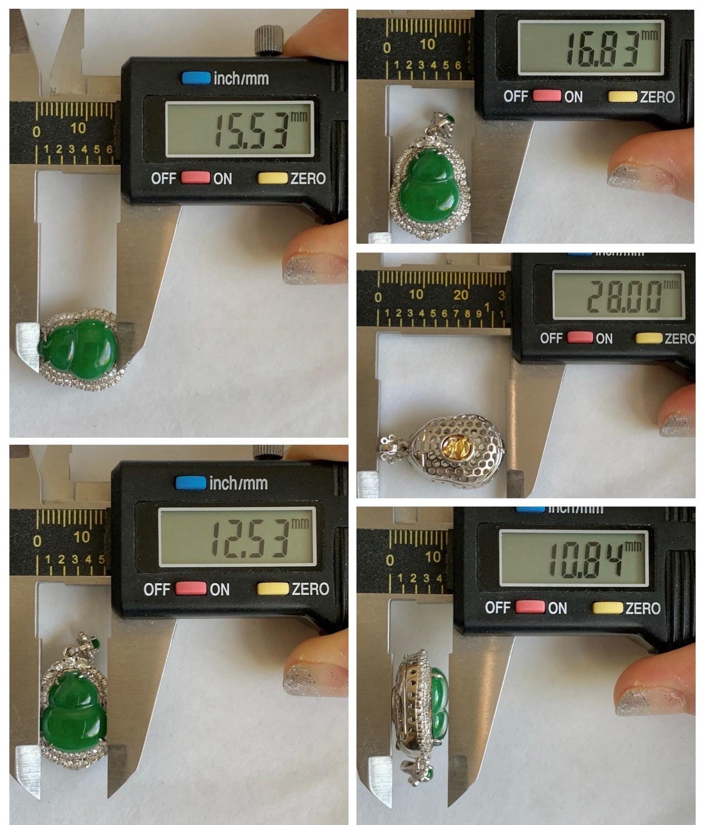 Natural Grade A Guatemalan Icy Translucent Vibrant Green Jade Jadeite Gourd Hulu Pendant Sterling Silver 5g 天然冰危绿翡翠葫芦吊坠 XMH330A