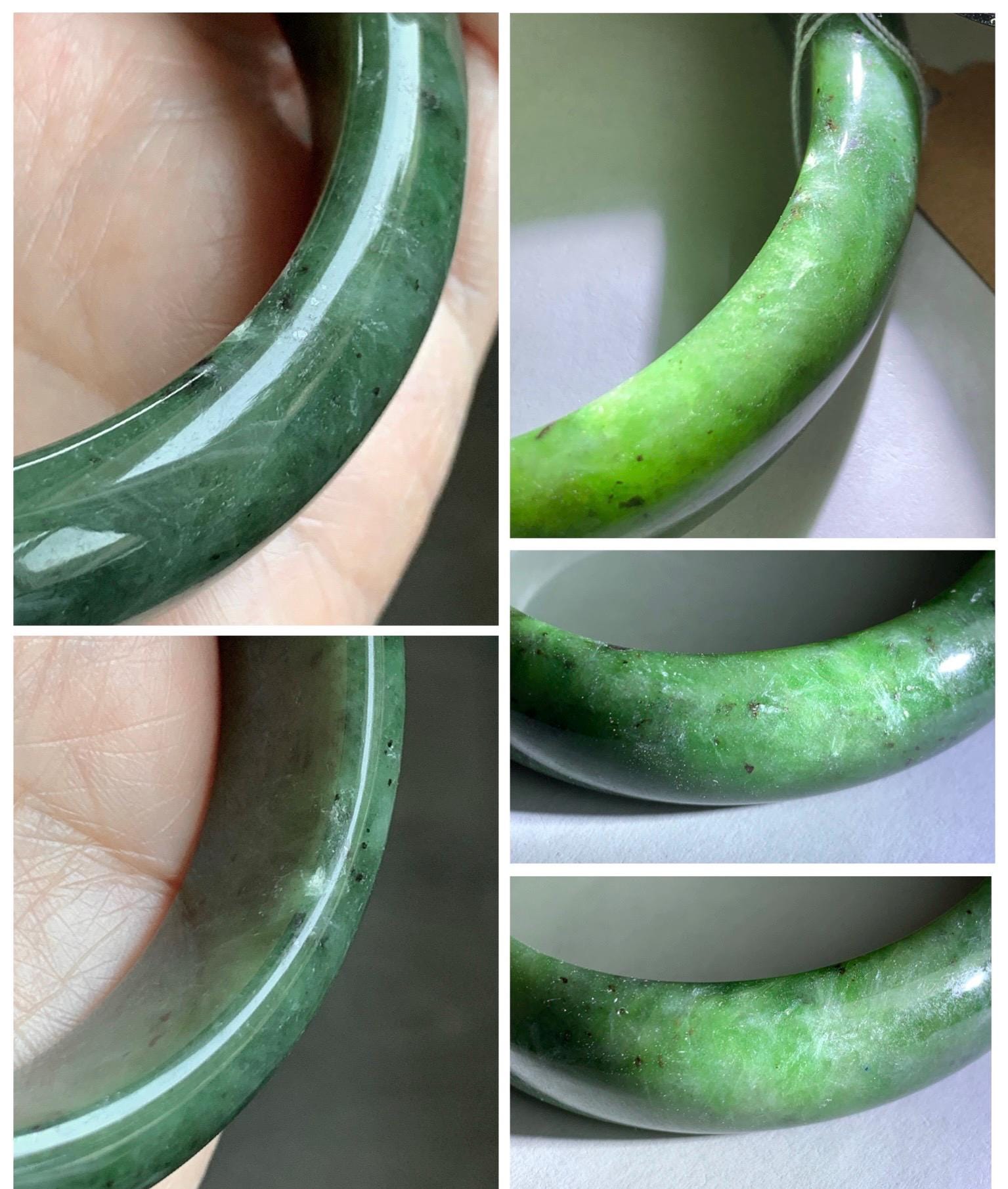 Certified Natural Nephrite Jade Translucent Dark Dusty Olive Green Bangle Bracelet 57.58mm 7.11” 72.62g 天然和田玉轮胎宽手镯 149