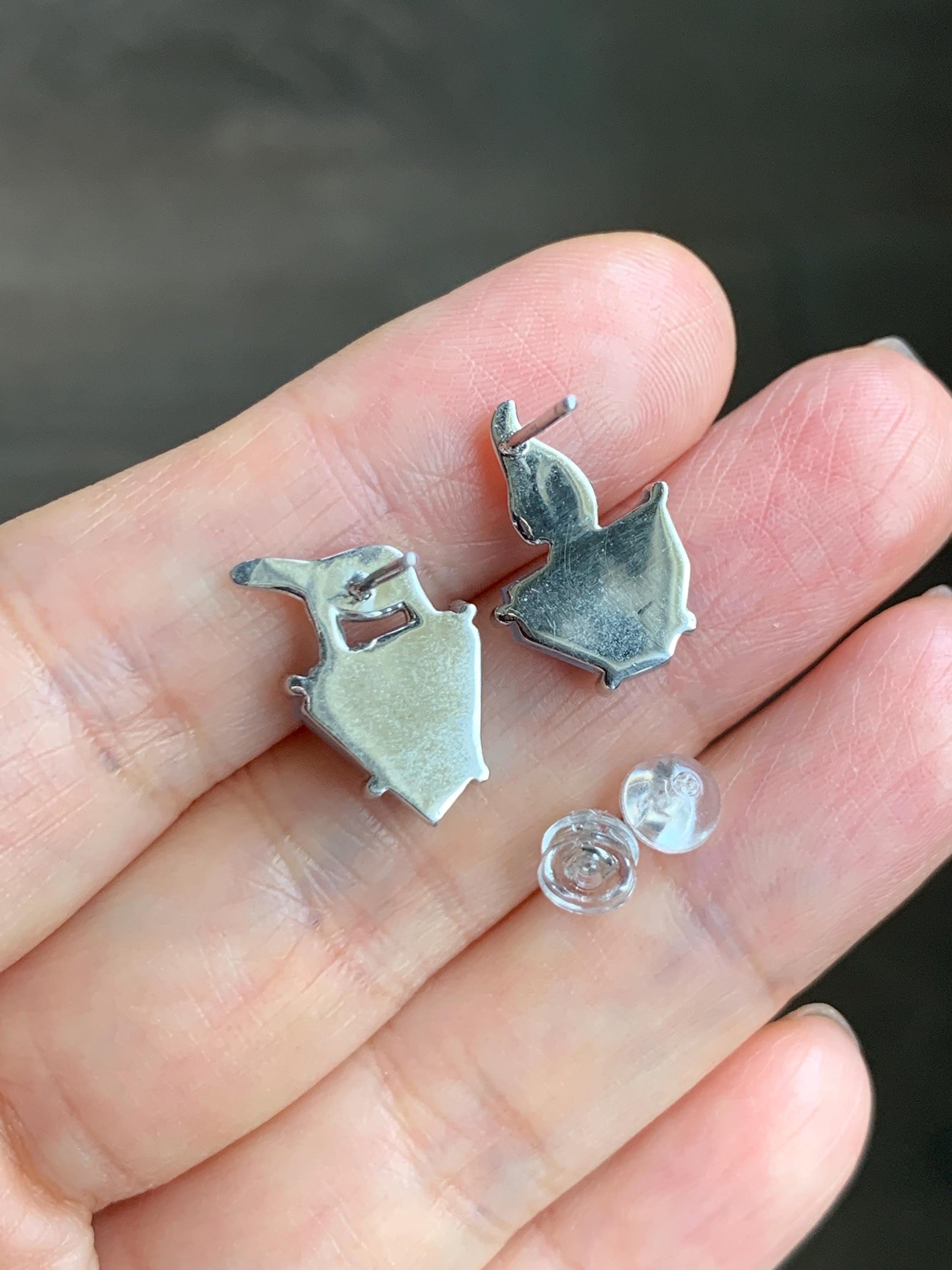 Certified Natural Grade A Guatemalan Icy Translucent Dusty Blue Jade Jadeite Glacier Stud Earrings Sterling Silver 3.85g 天然冰危浅蓝紫翡翠冰川款镶嵌耳钉176