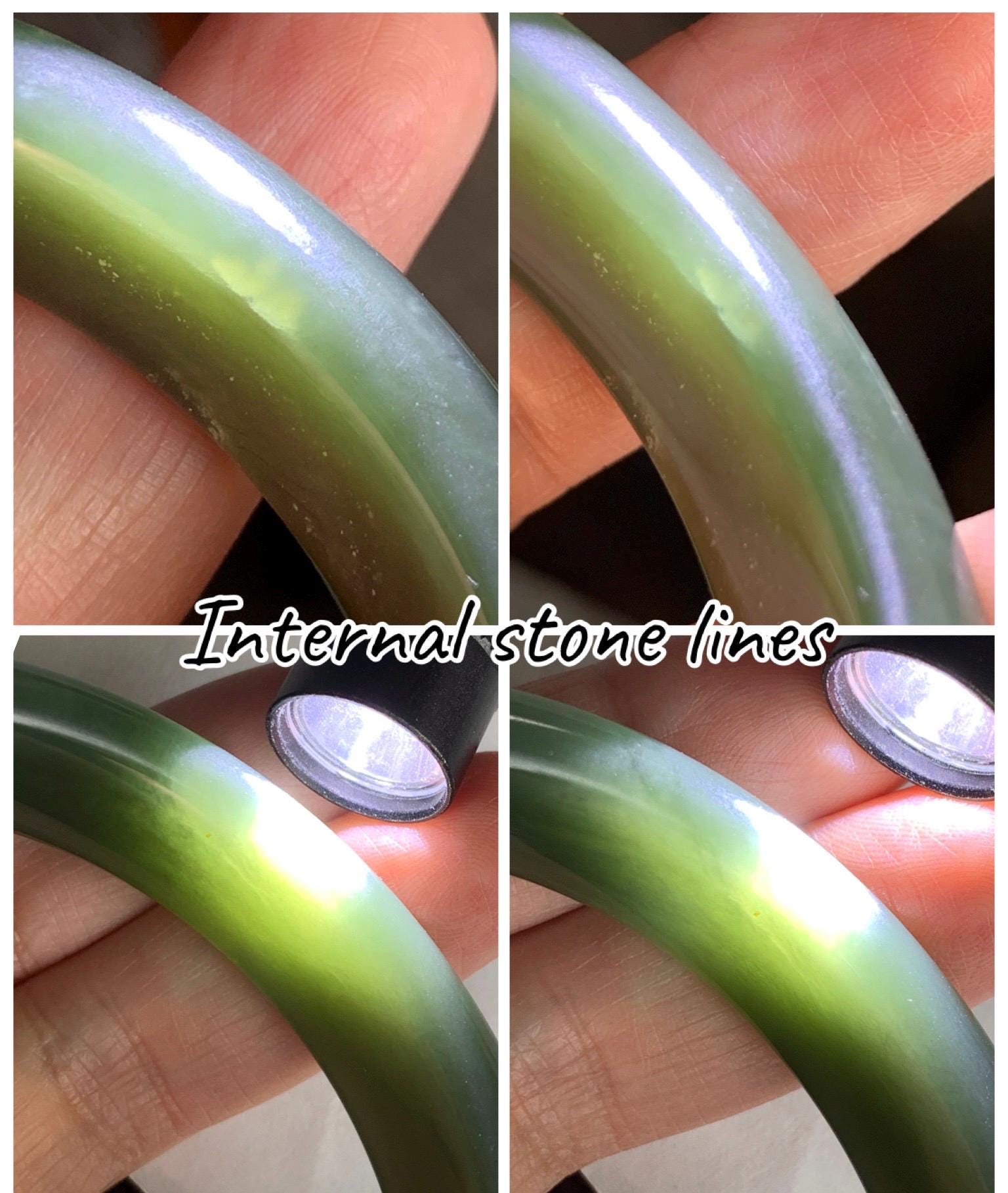 Certified Natural Nephrite Jade Translucent Dark Olive Green Bangle Bracelet 59mm 7.3” 56.23g 天然和田玉轮胎宽手镯 148