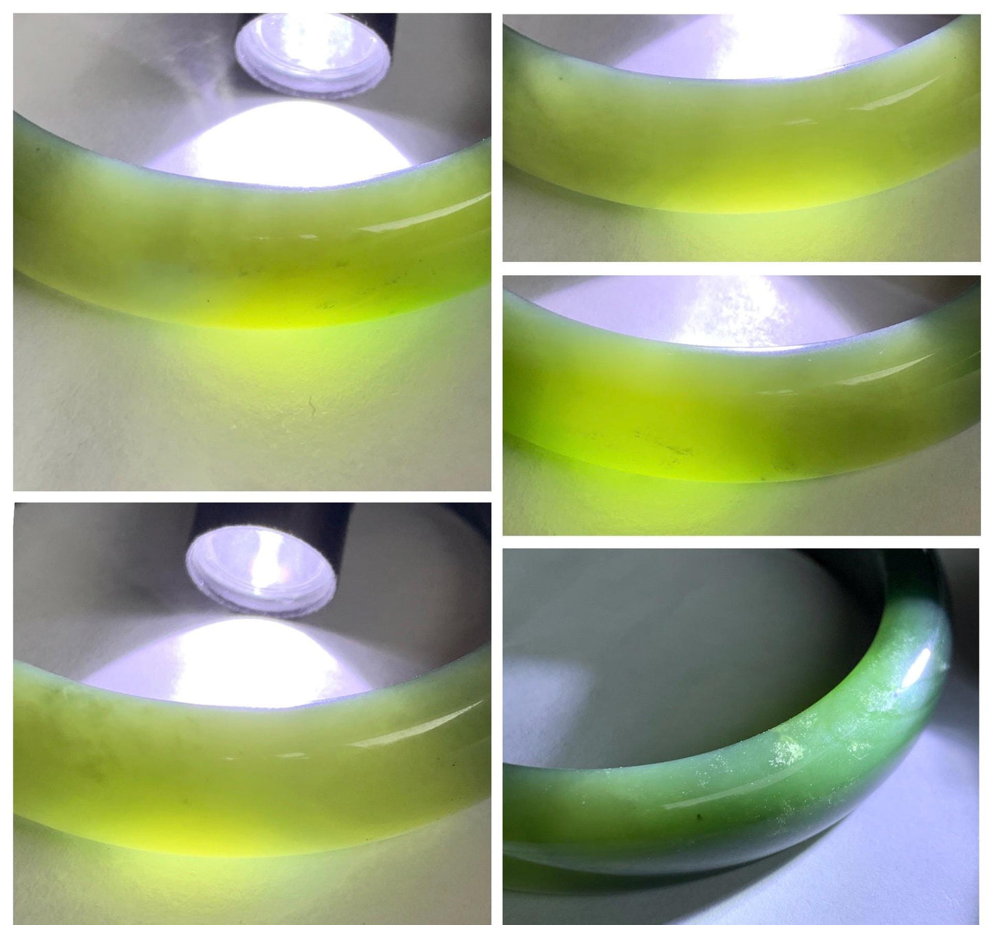 Certified Natural Nephrite Jade Translucent Dark Olive Green Bangle Bracelet 59mm 7.3” 56.23g 天然和田玉轮胎宽手镯 148