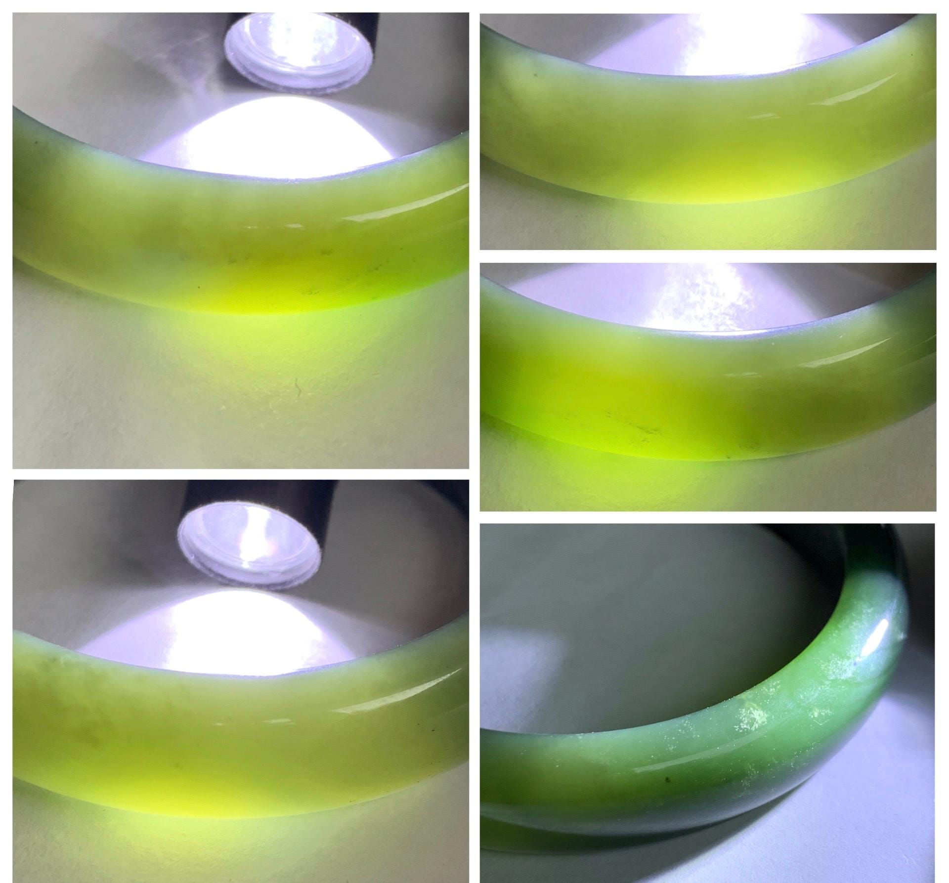 Certified Natural Nephrite Jade Translucent Dark Olive Green Bangle Bracelet 59mm 7.3” 56.23g 天然和田玉轮胎宽手镯 148