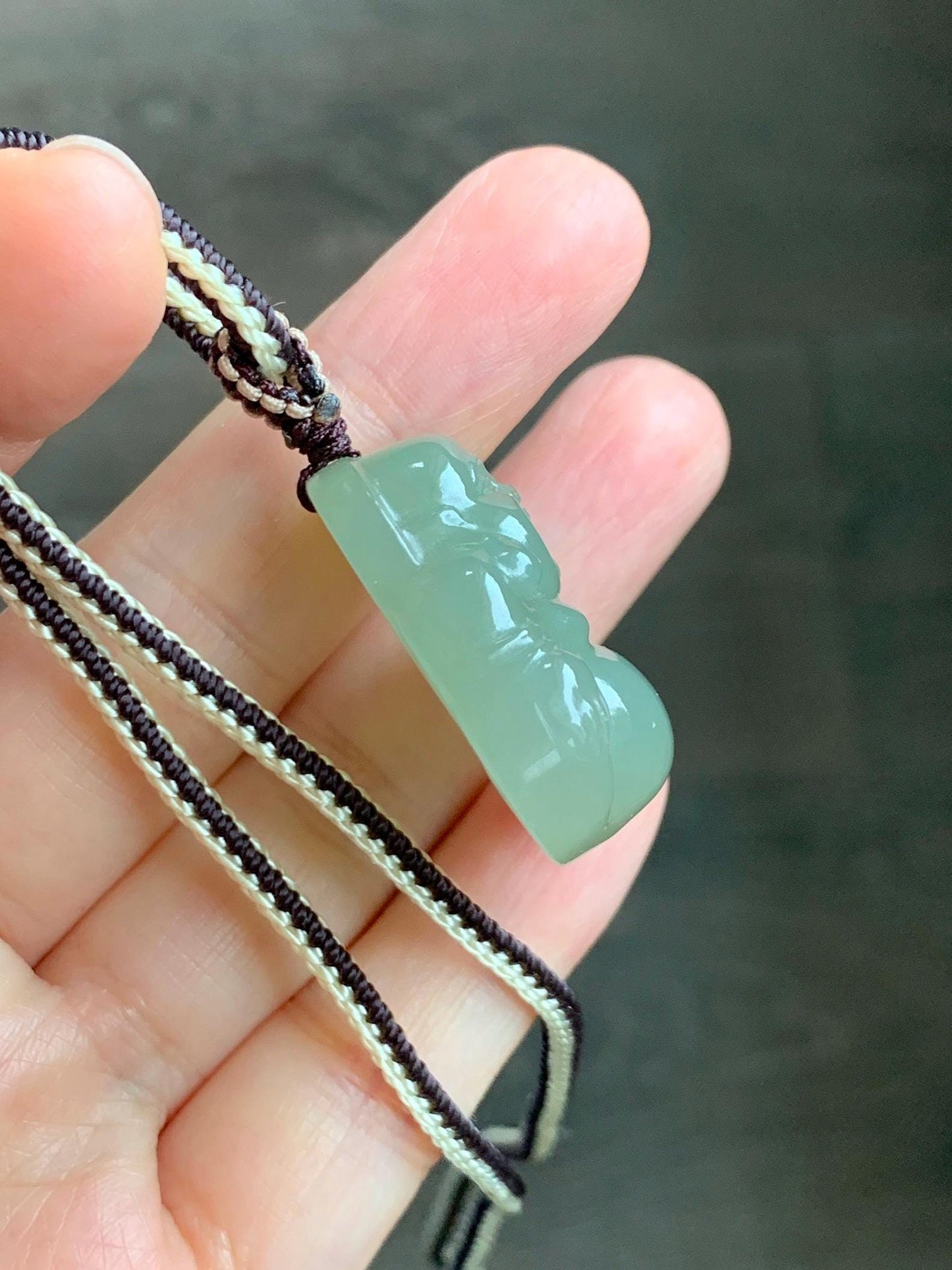 Certified Natural Nephrite Jade Icy Translucent Beige Large Buddha Pendant Rope Necklace Adjustable 28” 16g 天然和田玉冰糖黄佛公项链 158