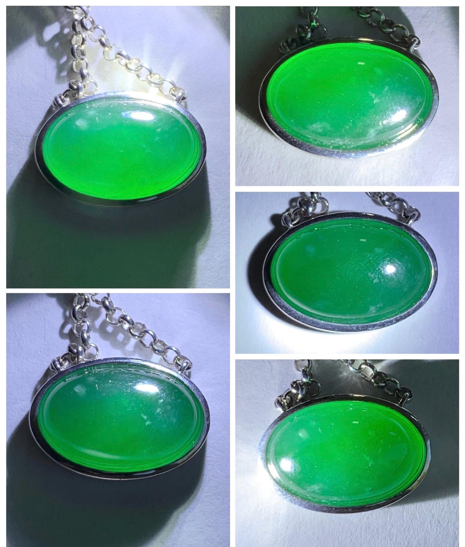 Certified Natural Grade A Guatemalan Icy Translucent Rich Green Jade Jadeite Solitaire Pendant Necklace Sterling Silver 天然冰危深绿翡翠大蛋面锁骨链 171