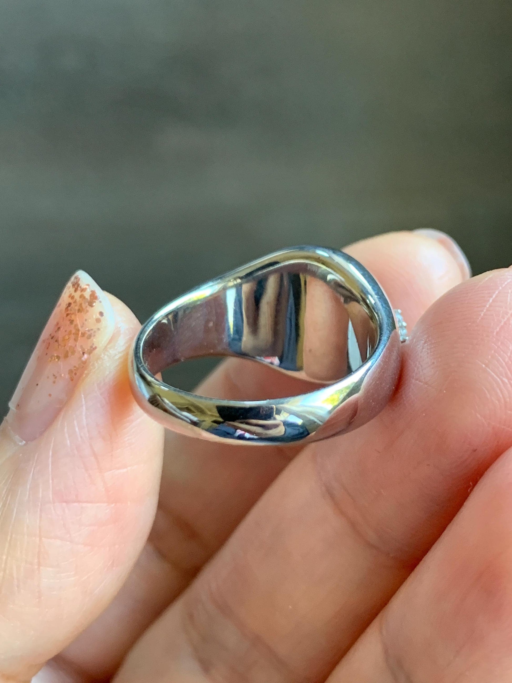 Certified Natural Grade A Icy Translucent Dusty Tea Yellow Jade Jadeite Oval Ring Sterling Silver Size 7 US 7.76g 天然冰茶黄撒金翡翠银镶戒指 183