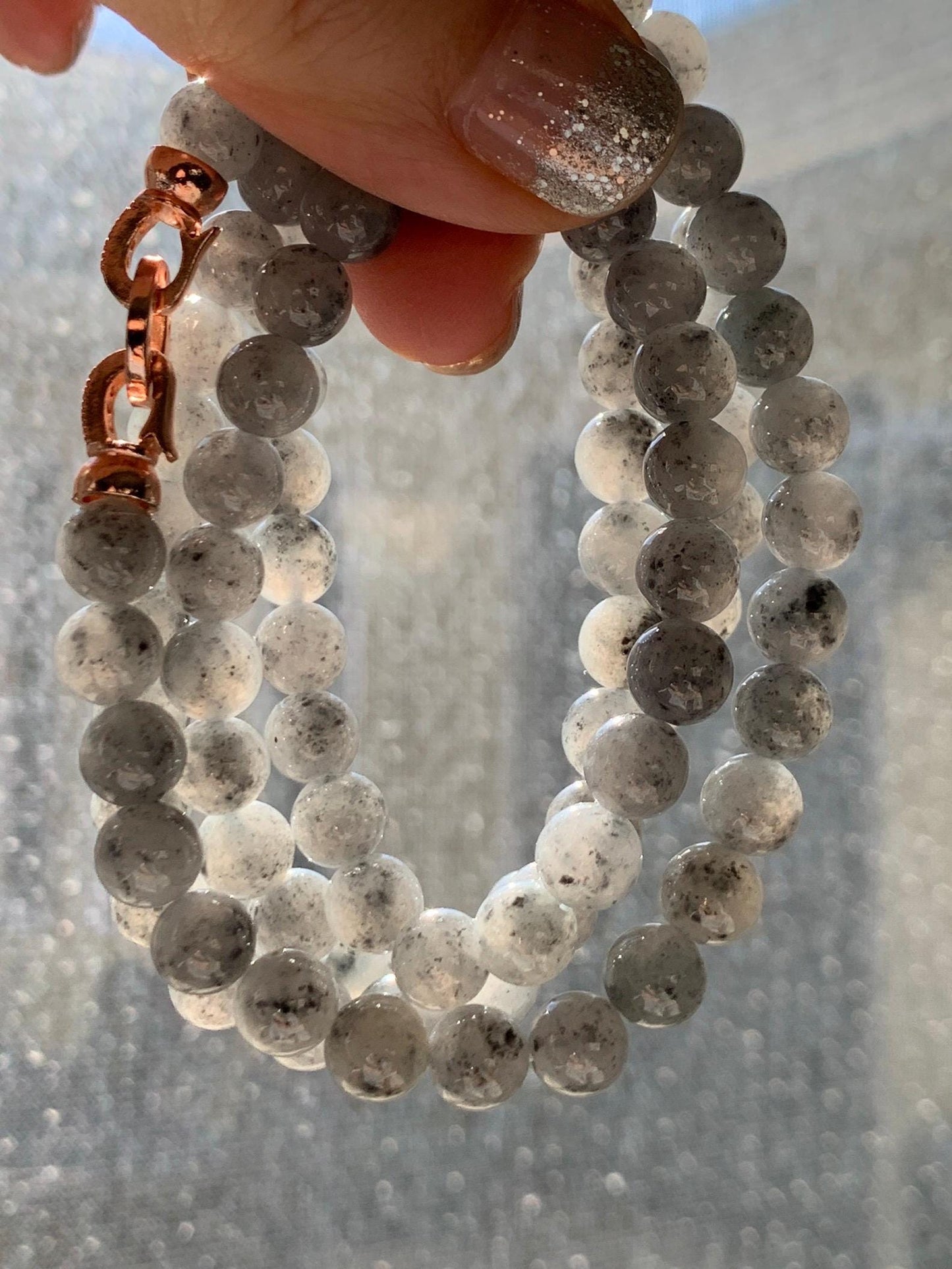 Natural Grade A Icy Highly Translucent Gelatinous Wuji Jade Jadeite Beaded Necklace 7mm 27" 天然冰胶乌鸡翡翠圆珠长链 MWJ363