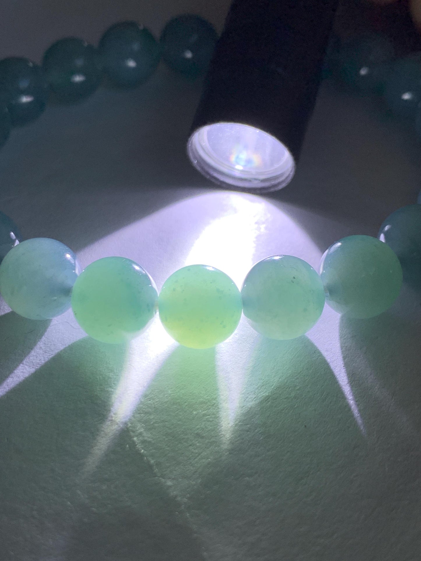 Natural Grade A Guatemalan Icy Translucent Teal Jade Jadeite Beaded Bracelet Stretchy 9.9mm 7.5"-7.75” 34g 天然冰危蓝翡翠圆珠手串 WLL330B