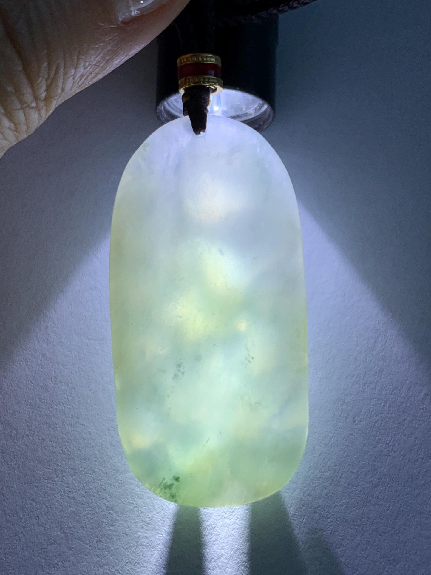 Natural Grade A Icy Translucent White Dusty Green Jade Jadeite Lotus Flower Wu Dao Enlightenment Pendant Necklace 27.5” 天然冰胶白晴翡翠莲花悟道吊坠LWD180