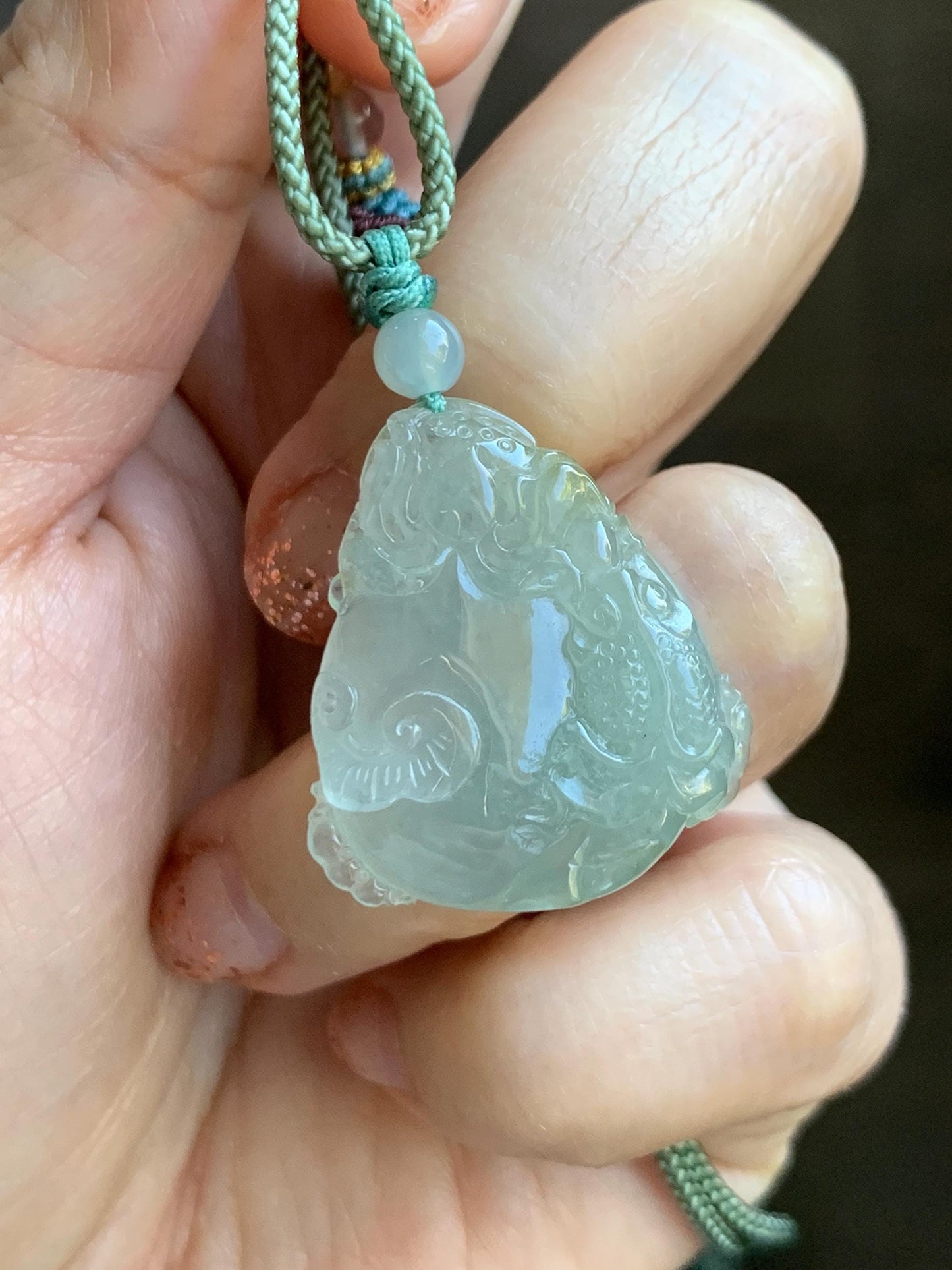 Certified Natural Grade A Icy Translucent Jadeite Lotus Flower Goldfish Ping An Kou Donut Pendant Rope Necklace 天然老种冰胶晴底翡翠莲花鱼平安扣吊坠项链 1694