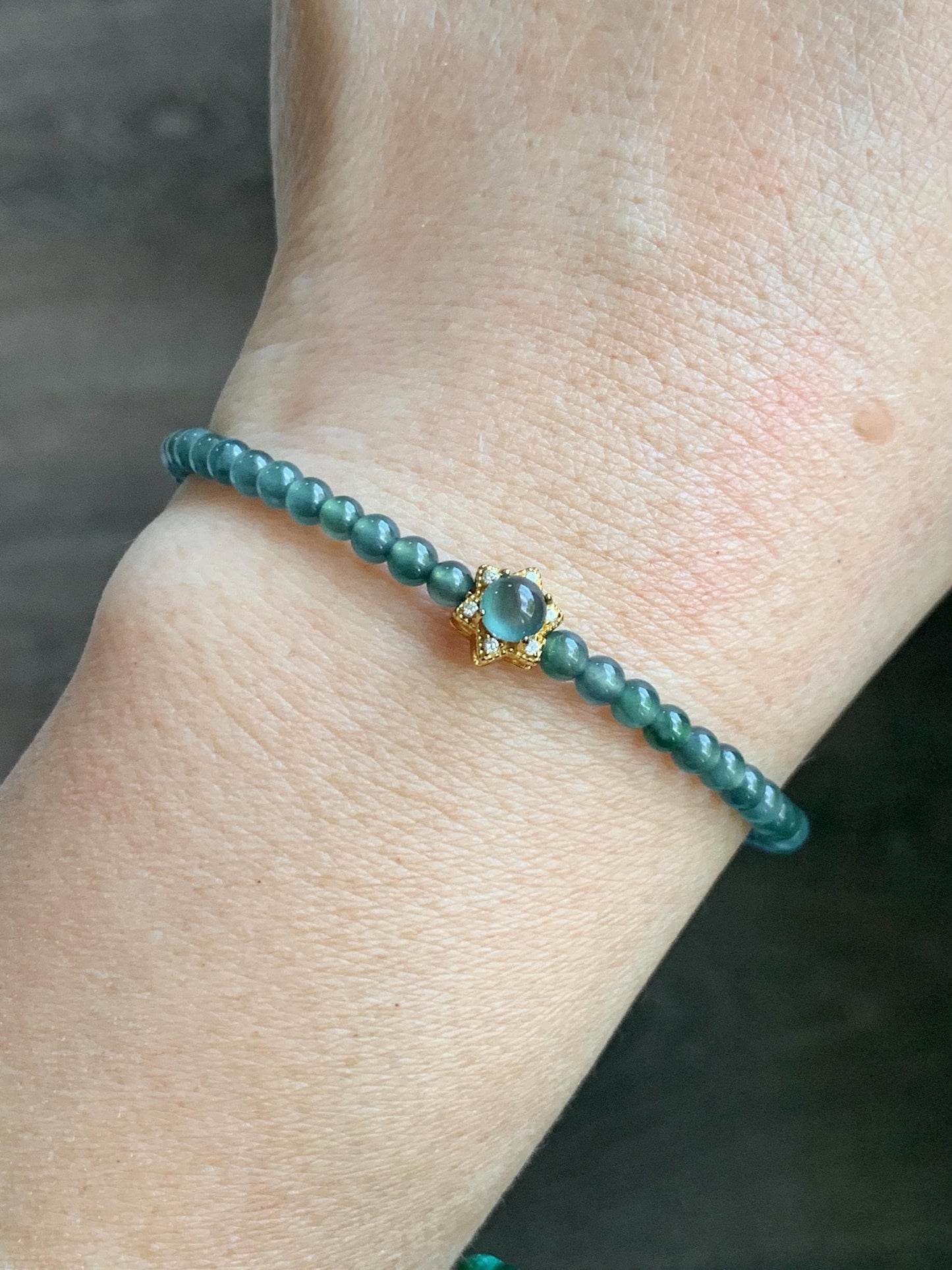 Natural Grade A Guatemalan Icy Translucent Teal Blue Jade Jadeite Wire Bangle Bracelet Sterling Silver Adjustable 天然冰危蓝绿翡翠潘多拉针式银手链 WLW143