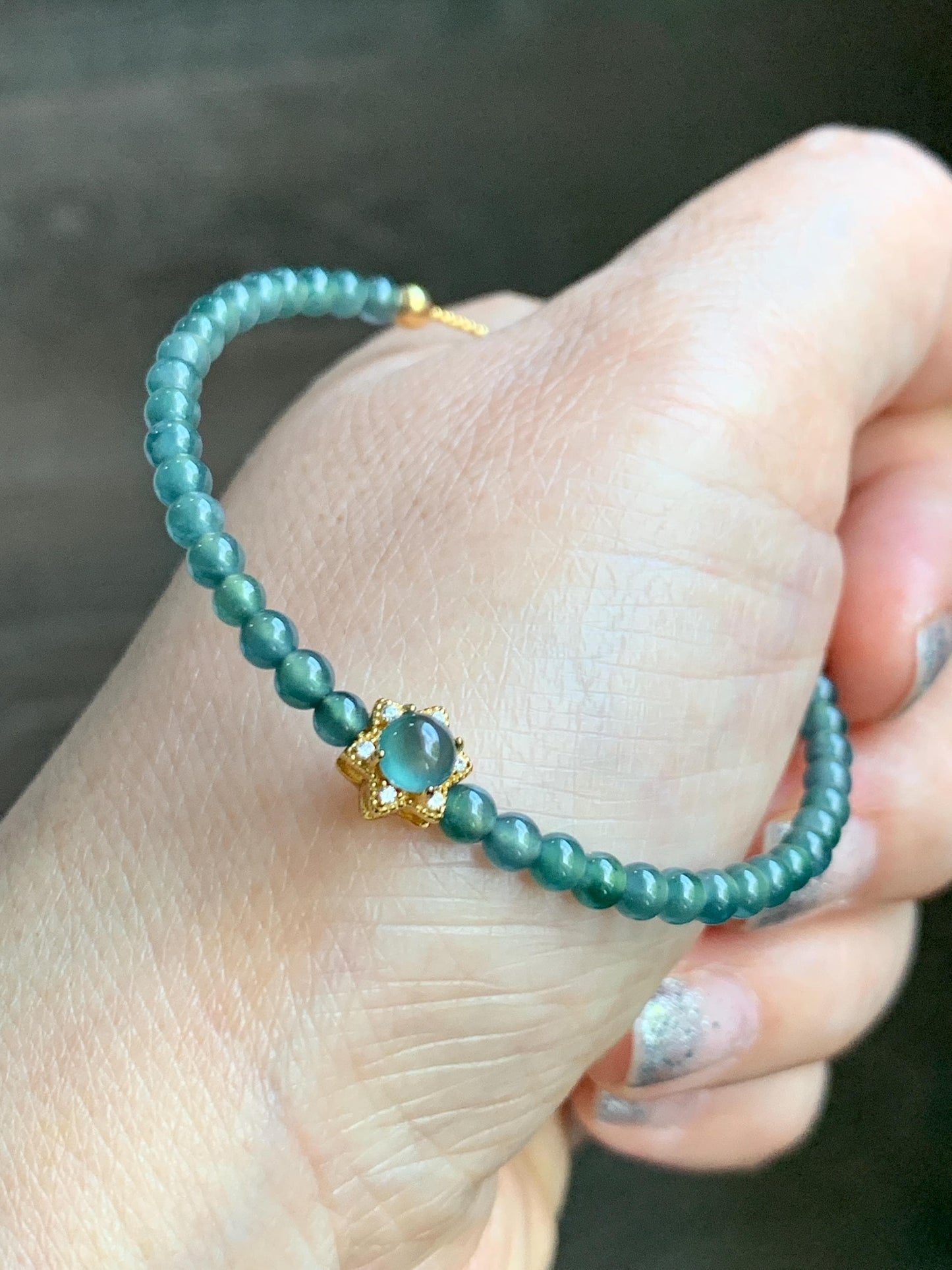 Natural Grade A Guatemalan Icy Translucent Teal Blue Jade Jadeite Wire Bangle Bracelet Sterling Silver Adjustable 天然冰危蓝绿翡翠潘多拉针式银手链 WLW143