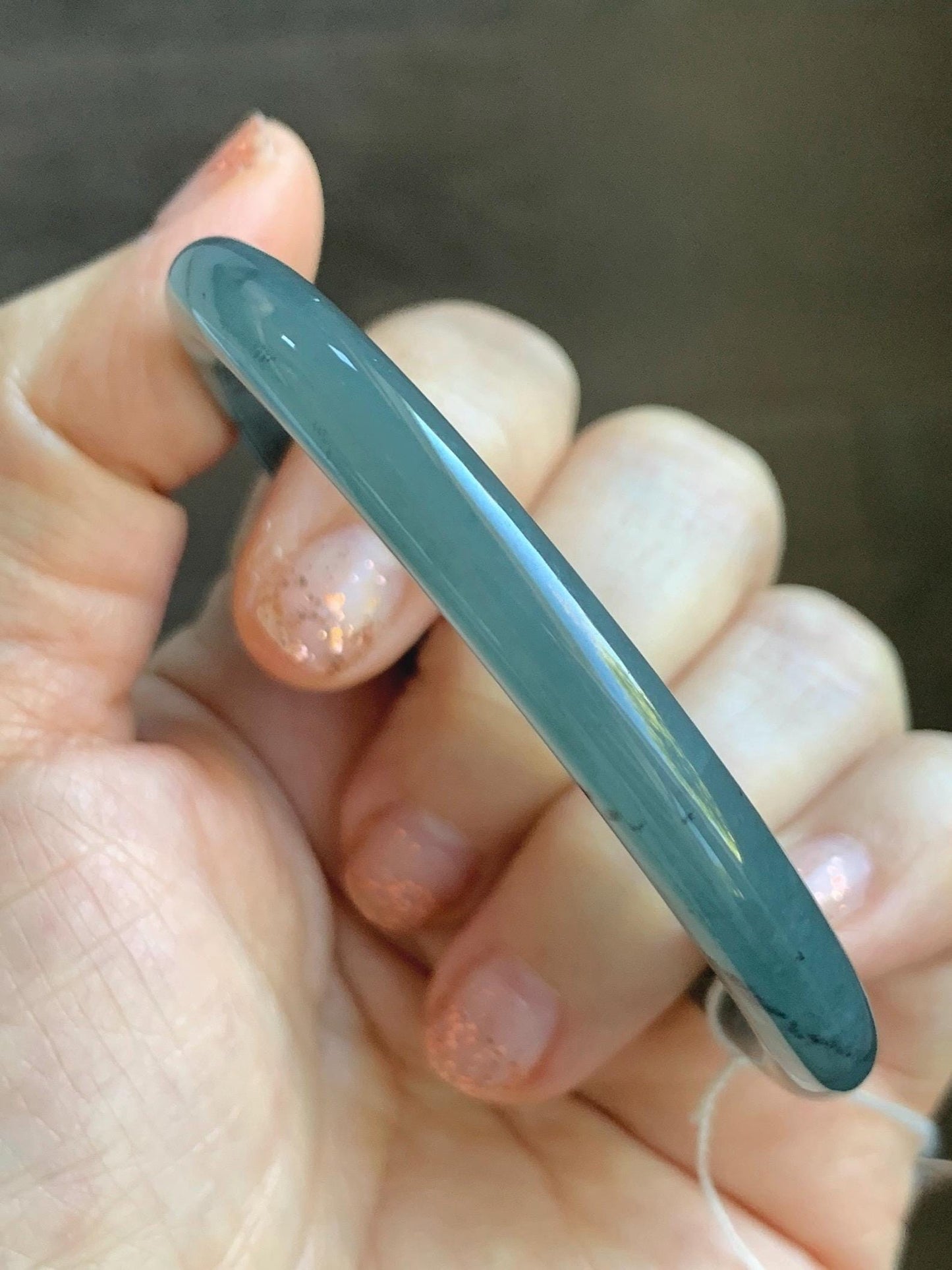 Certified Natural Grade A Guatemalan Icy Translucent Grayish Blue Wuji Marbled Jade Jadeite Bangle Bracelet 55.7mm 6.88” 天然冰危蓝灰乌鸡细圆条翡翠手镯 462
