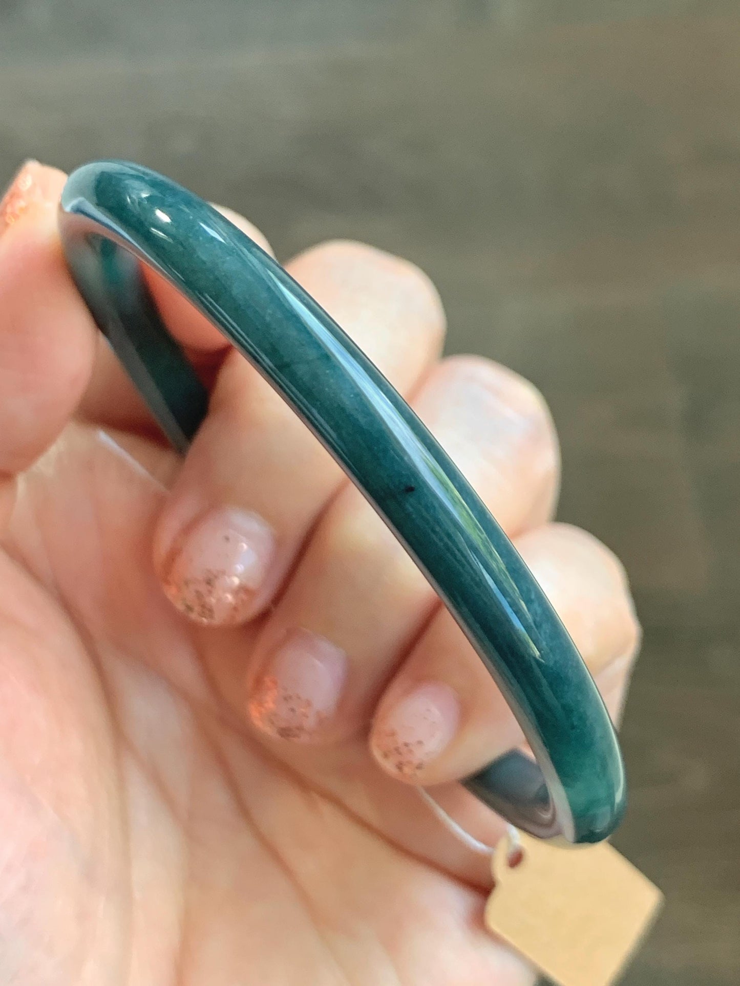 Certified Natural Grade A Guatemalan Icy Translucent Dark Aegean Blue Jade Jadeite Bangle Bracelet 59.69mm 7.37” 21g 天然危深牛仔蓝翡翠细圆条手镯 464