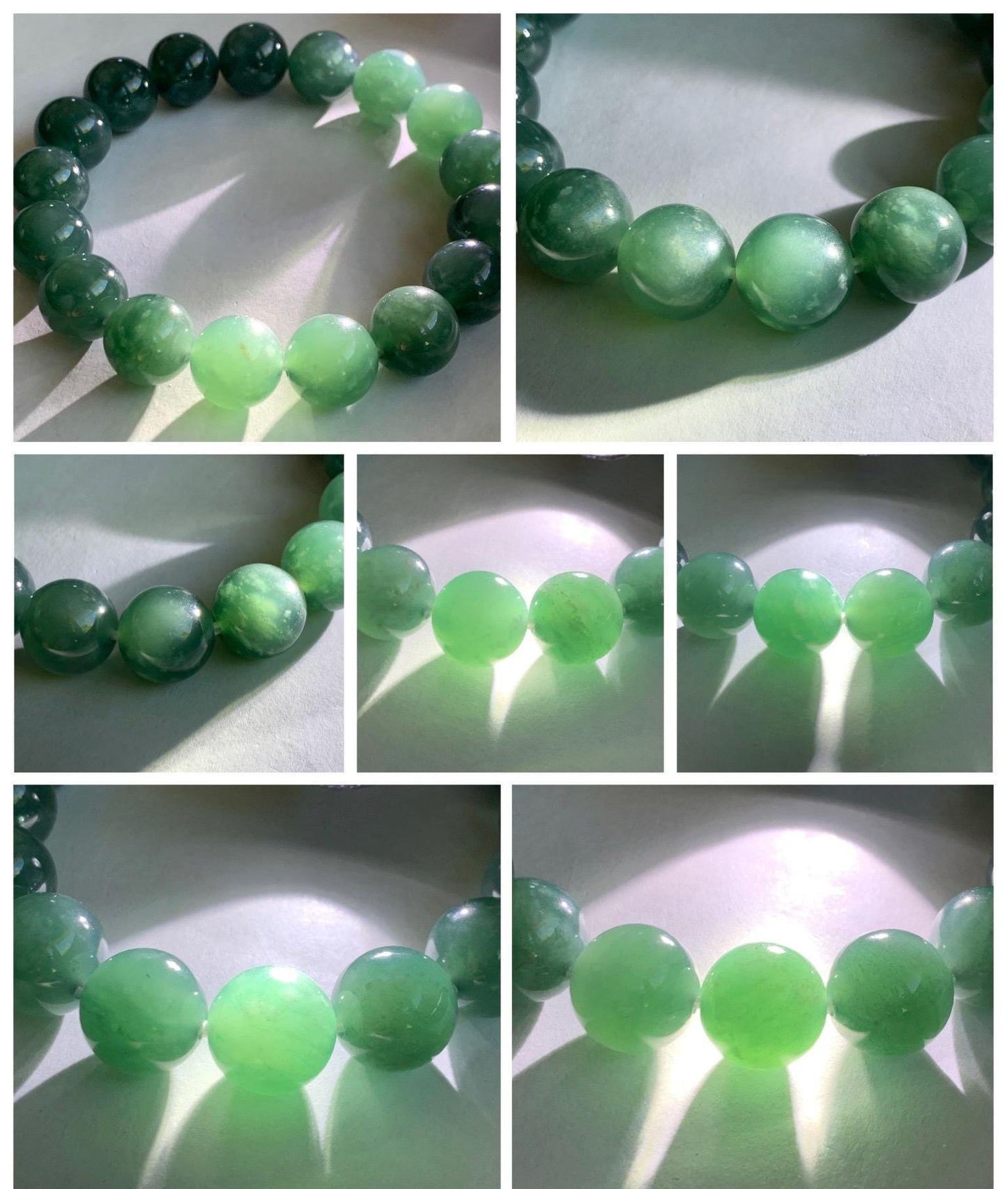 Natural Grade A Guatemalan Icy Highly Translucent Teal Green Jade Jadeite Beaded Bracelet Stretchy 11.6mm 7.25” 47g 天然冰危蓝绿翡翠圆珠手串 WSLP180