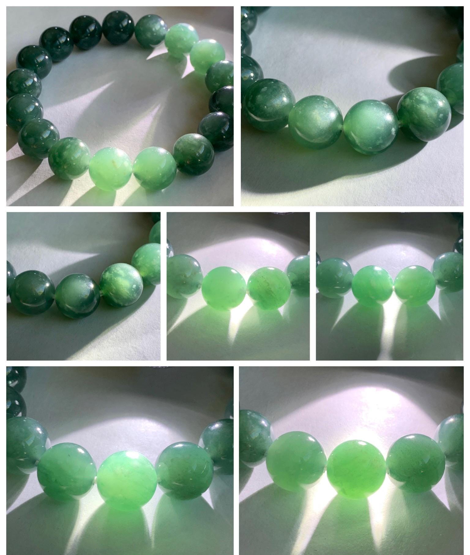 Natural Grade A Guatemalan Icy Highly Translucent Teal Green Jade Jadeite Beaded Bracelet Stretchy 11.6mm 7.25” 47g 天然冰危蓝绿翡翠圆珠手串 WSLP180