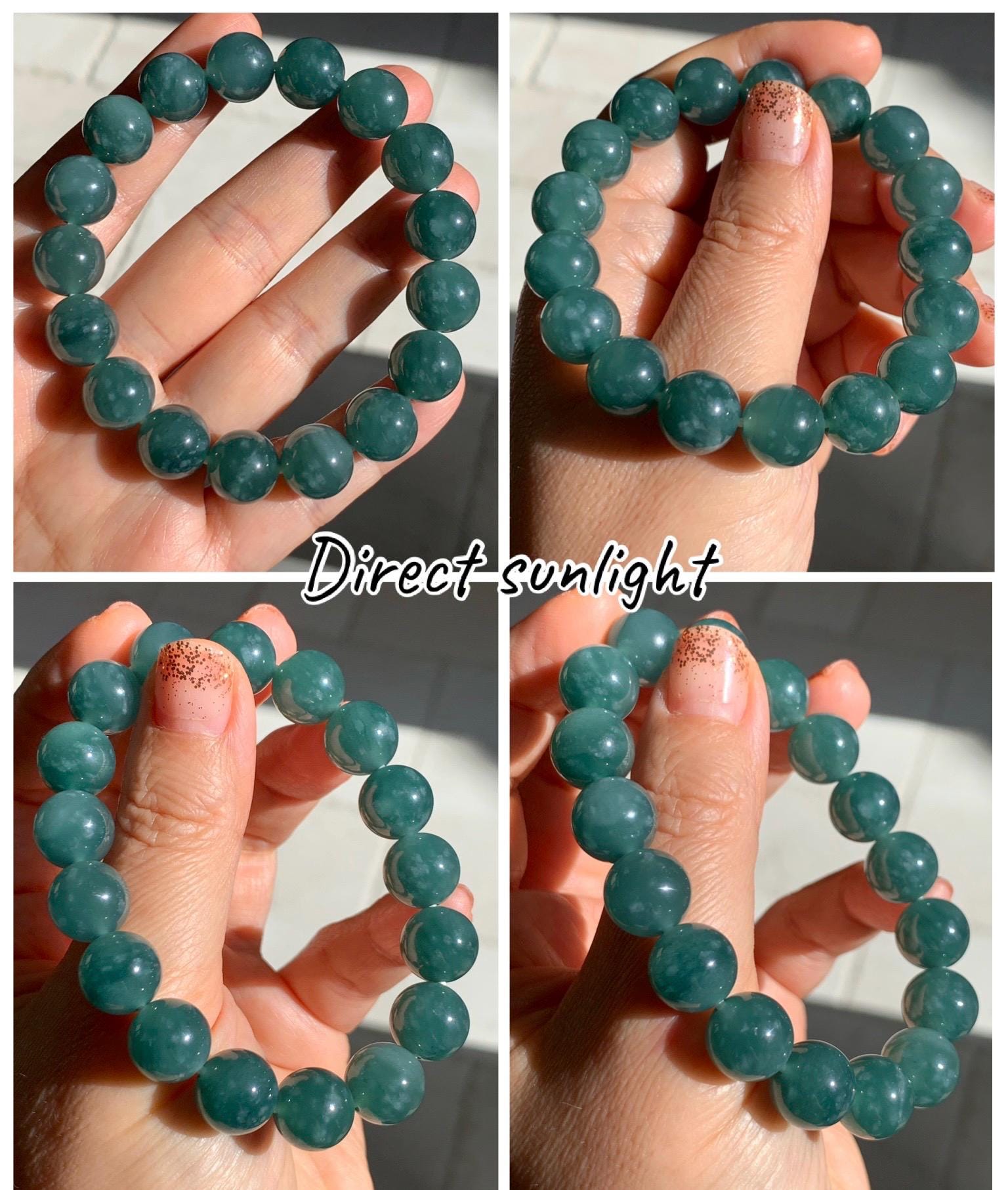 Natural Grade A Guatemalan Icy Highly Translucent Teal Green Jade Jadeite Beaded Bracelet Stretchy 11.6mm 7.25” 47g 天然冰危蓝绿翡翠圆珠手串 WSLP180
