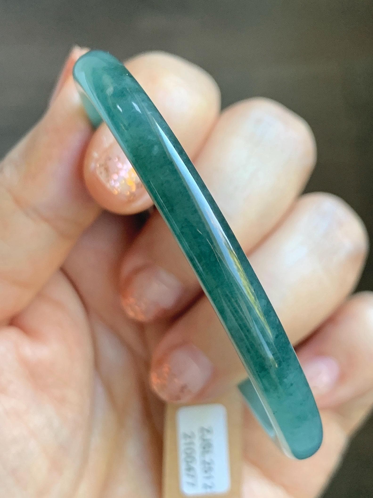 Certified Natural Grade A Guatemalan Icy Translucent Dusty Teal Blue Jade Jadeite Slim Bangle Bracelet 54.93mm 6.79” 天然冰危晴蓝翡翠细圆条手镯 477