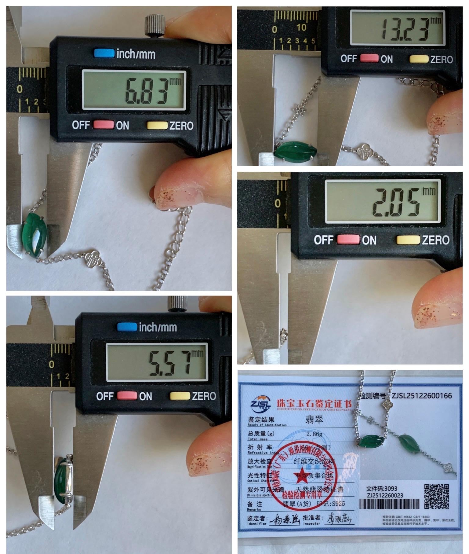 Certified Natural Grade A Guatemalan Icy Translucent Rich Green Horse Eye Jade Jadeite Bracelet Sterling Silver 6.5-7.75” 天然冰危绿翡翠马眼手链 166
