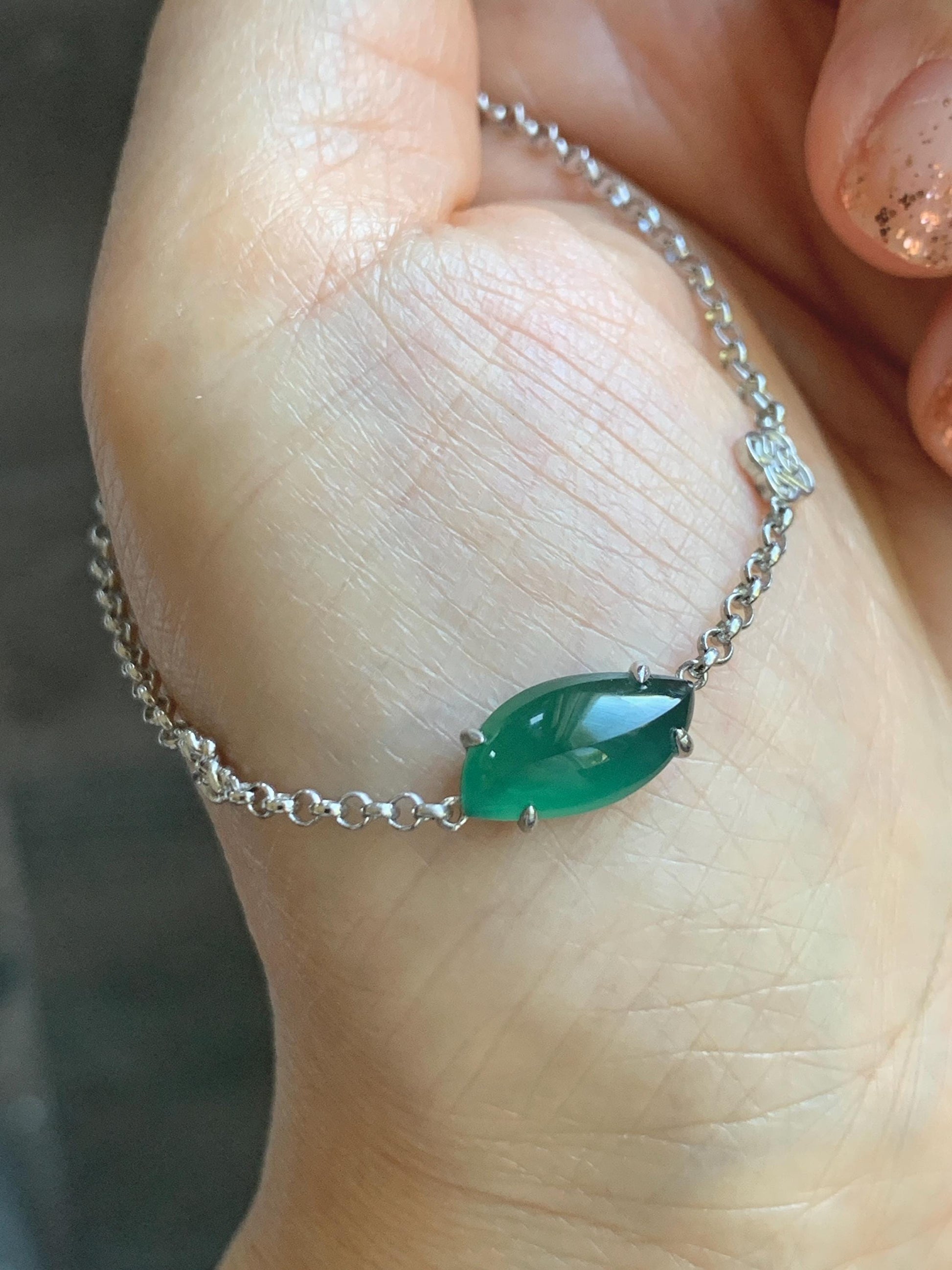 Certified Natural Grade A Guatemalan Icy Translucent Rich Green Horse Eye Jade Jadeite Bracelet Sterling Silver 6.5-7.75” 天然冰危绿翡翠马眼手链 166