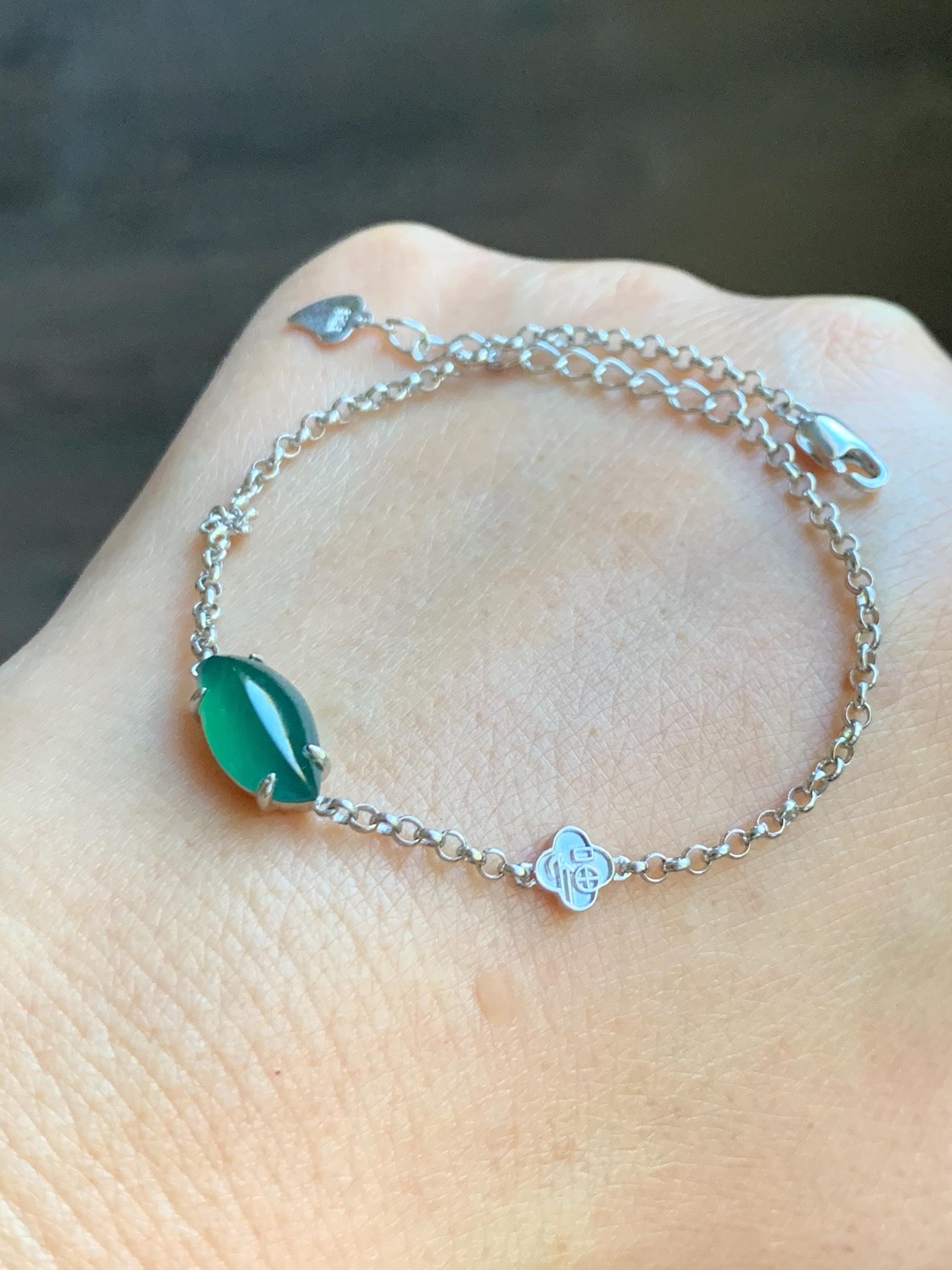 Certified Natural Grade A Guatemalan Icy Translucent Rich Green Horse Eye Jade Jadeite Bracelet Sterling Silver 6.5-7.75” 天然冰危绿翡翠马眼手链 166