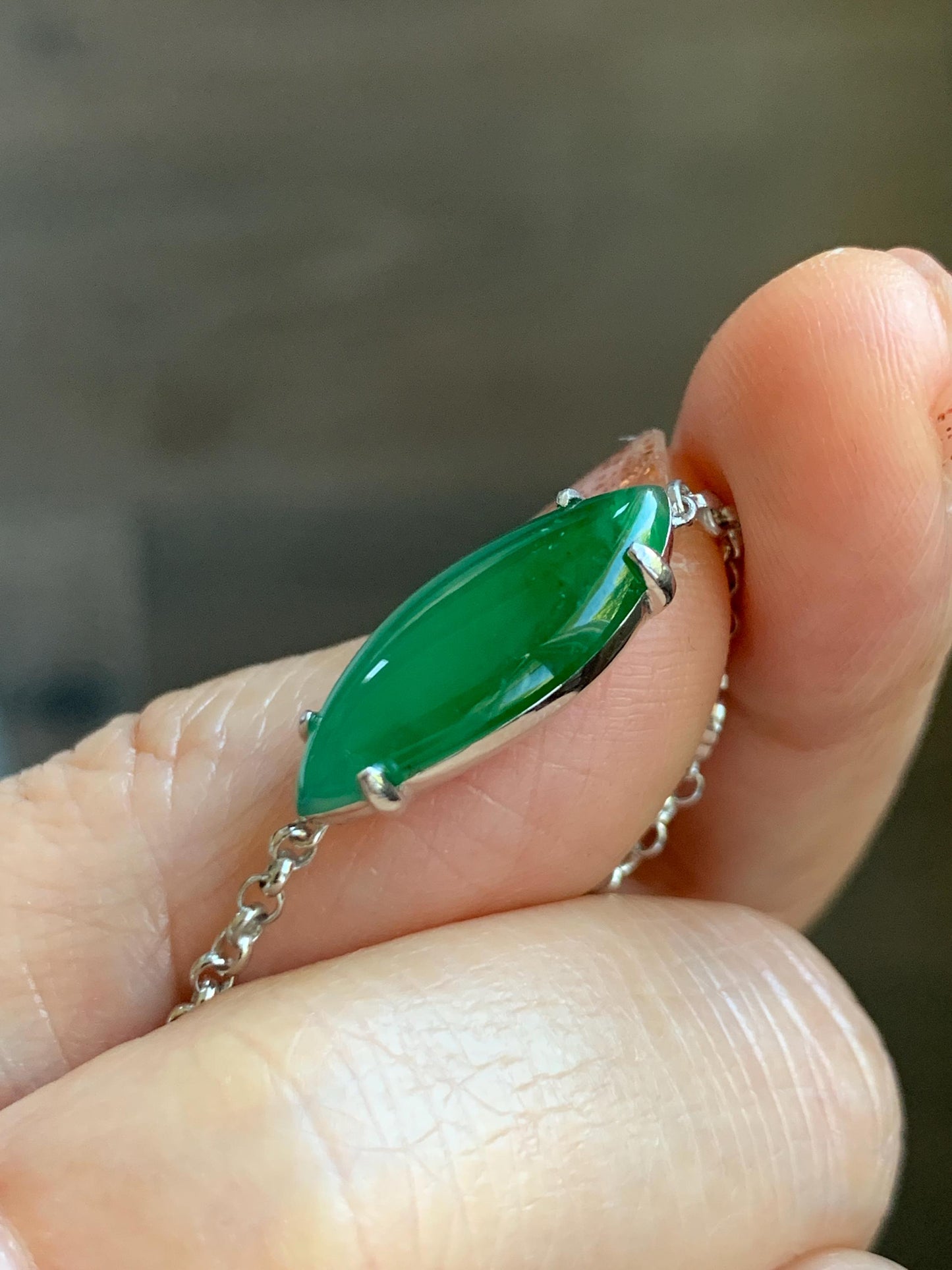 Certified Natural Grade A Guatemalan Icy Translucent Vibrant Green Horse Eye Jade Jadeite Bracelet Sterling Silver 6.25”-7.5” 天然冰危绿翡翠马眼手链164