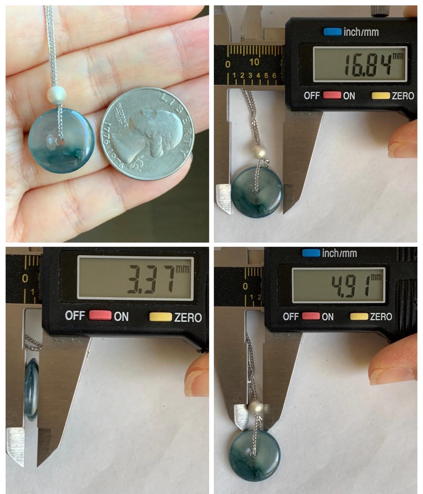 Natural Guatemalan Icy Translucent Bicolored Jade Jadeite Ping An Kou Donut Pendant Sterling Silver Necklace 16” 天然老种冰危紫翡翠平安扣吊坠项链 MWK149