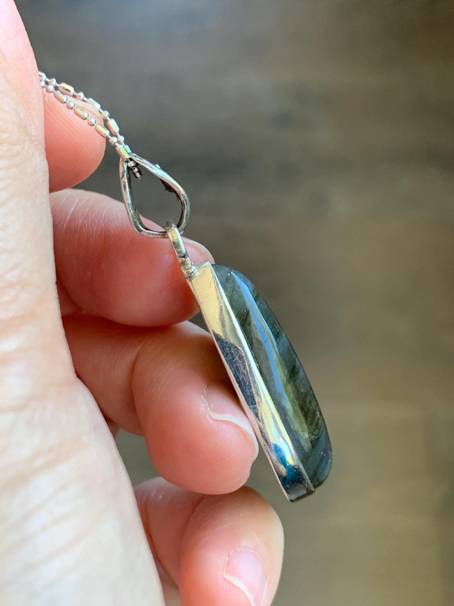 Natural Genuine labradorite Large Teardrop Pendant Sterling Silver 10g LAB